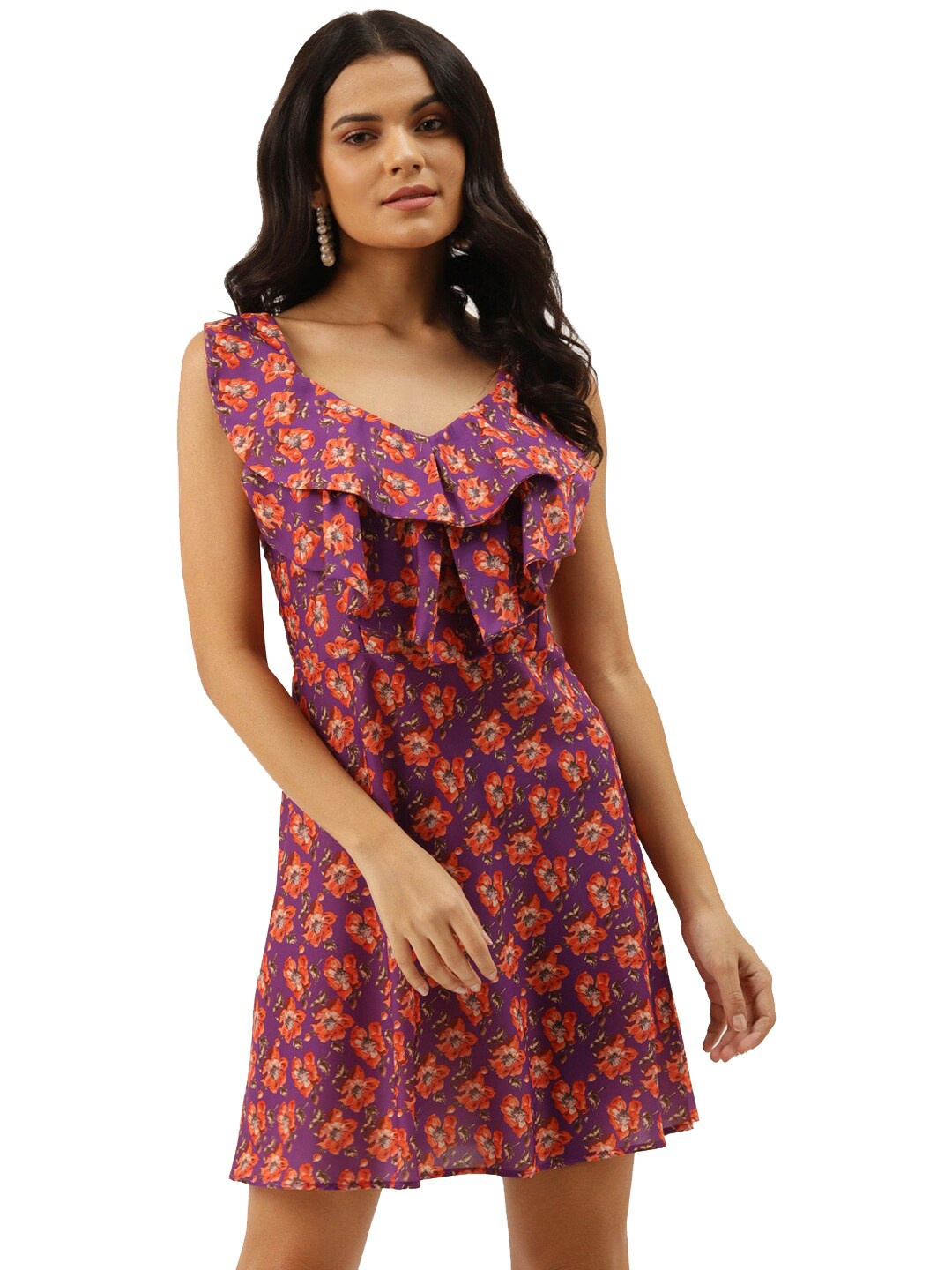 

shiloh Women Purple Floral Printed Dress