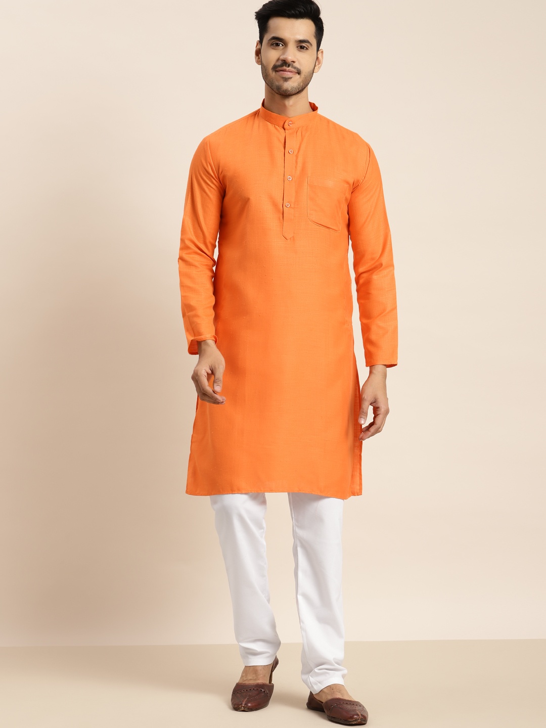 

Anug by SOJANYA Men Orange Kurta with Churidar