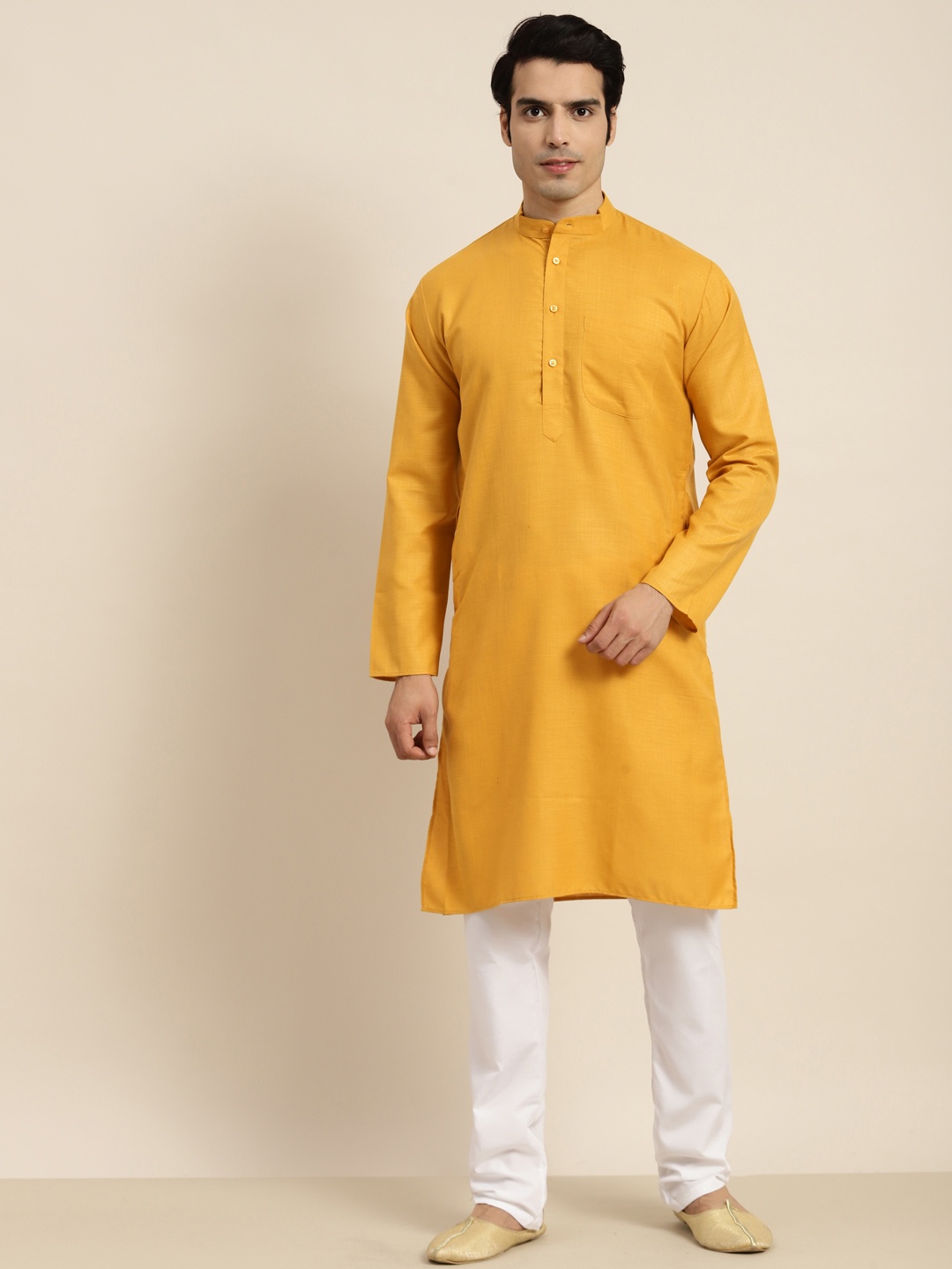 

Anug by SOJANYA Men Mustard Yellow Kurta with Pyjamas