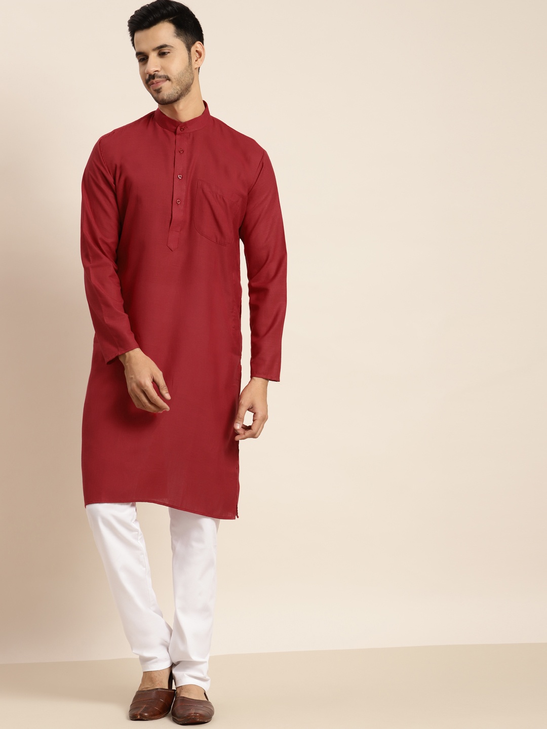 

Anug by SOJANYA Men Red Kurta with Churidar