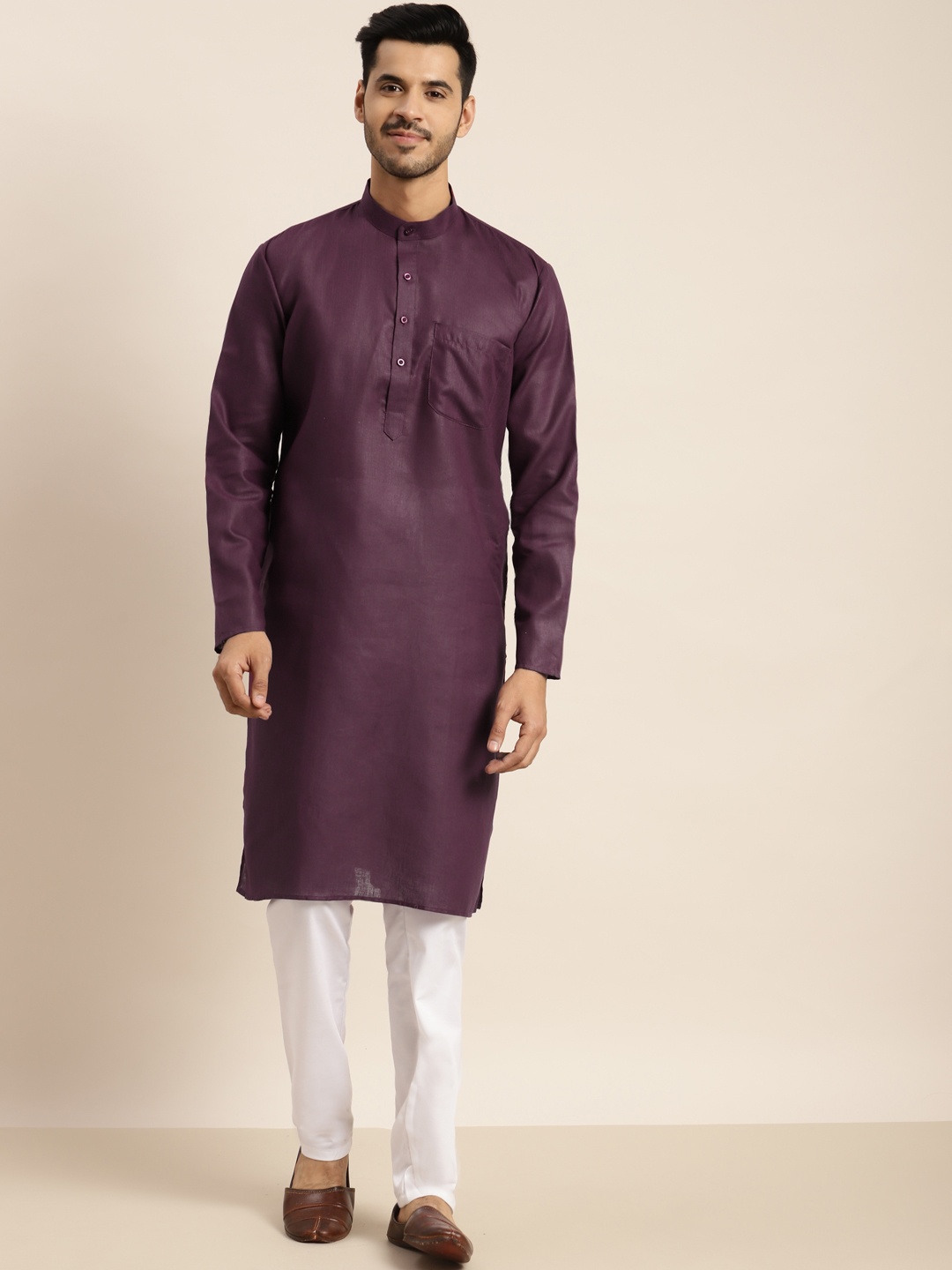 

Anug by SOJANYA Men Purple Kurta with Churidar