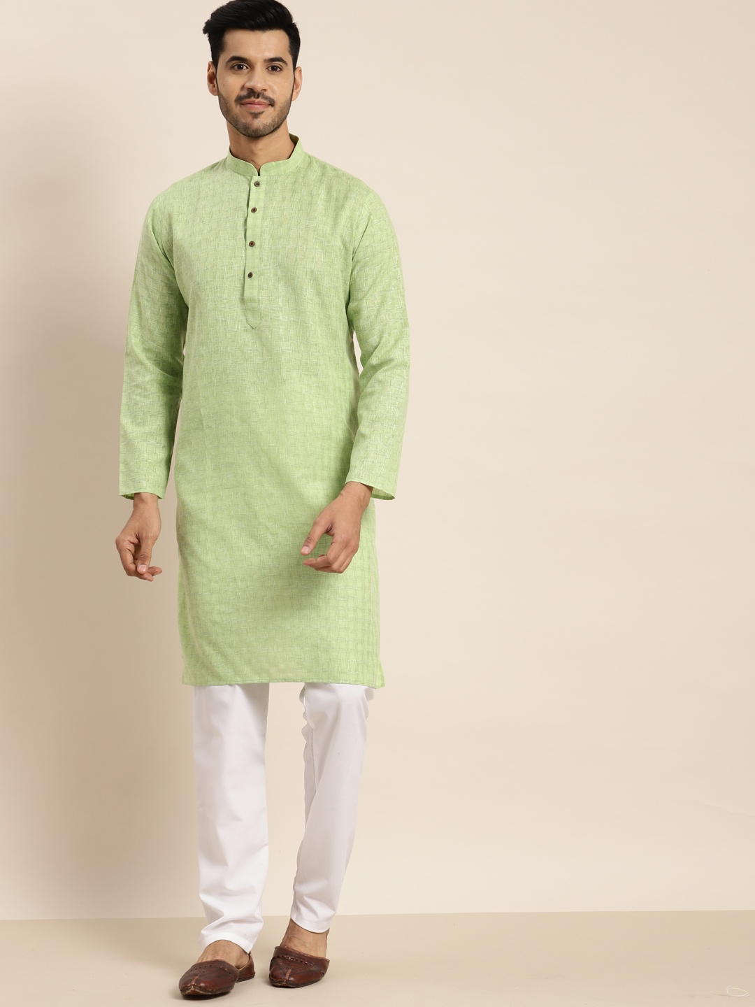 

Anug by SOJANYA Men Green Kurta with Churidar