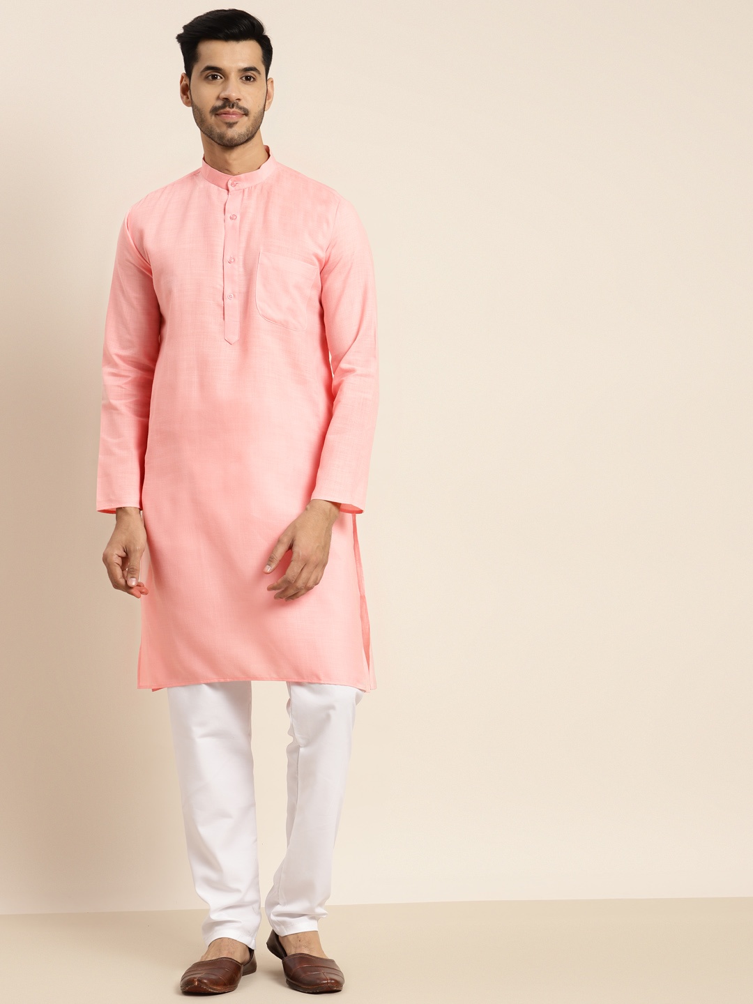 

Anug by SOJANYA Men Pink Kurta with Churidar