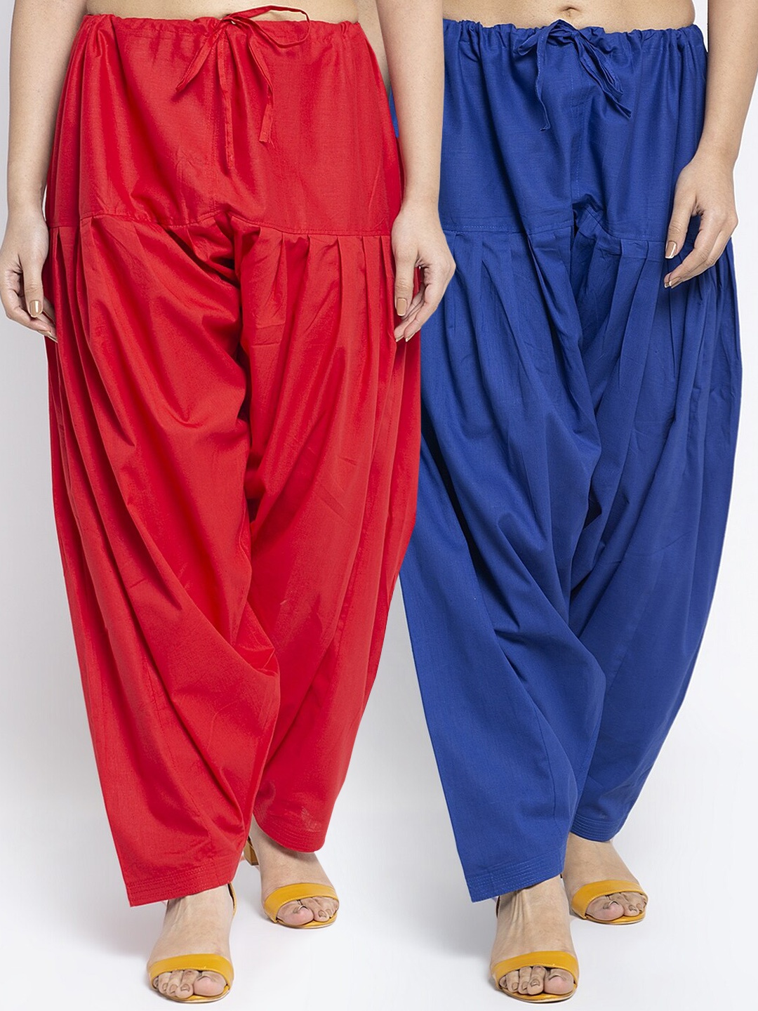 

Jinfo Women Red & Blue Pack Of 2 Solid Cotton Loose-Fit Salwar