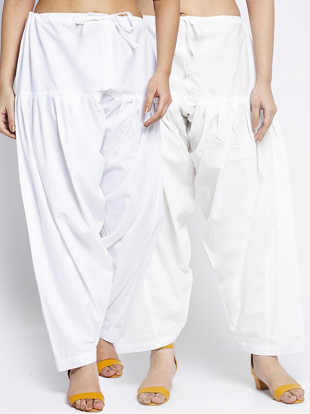 

Jinfo Women Pack Of 2 Solid Cotton Loose-Fit Salwar, White