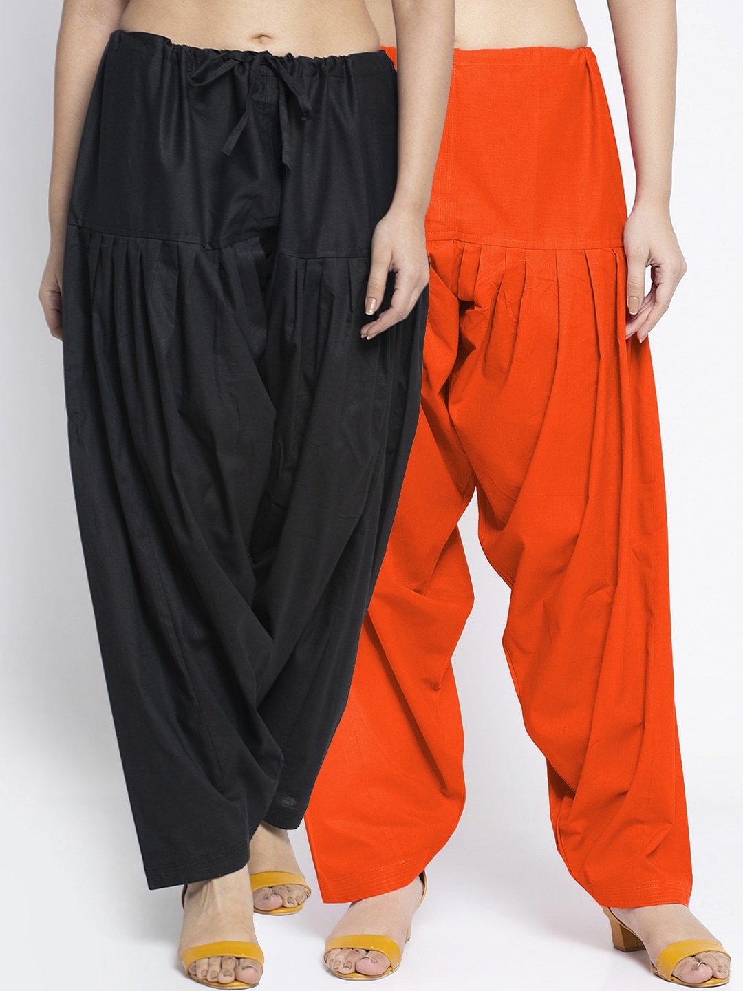 

Jinfo Women Pack Of 2 Solid Pure Cotton Salwars, Black