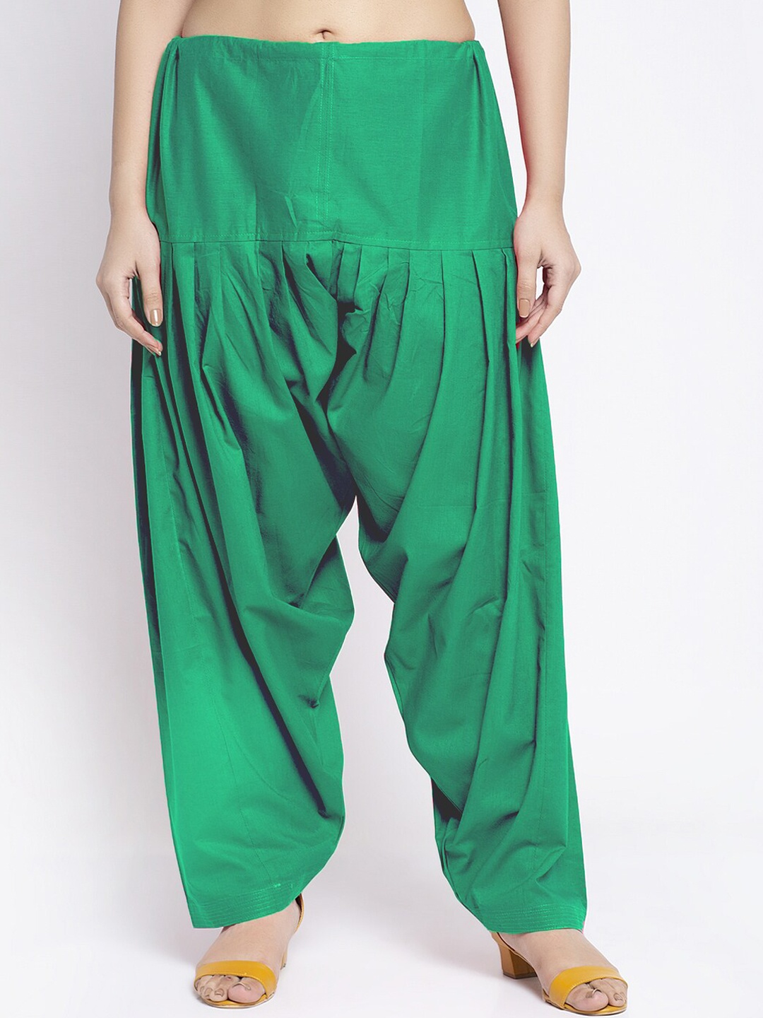 

Jinfo Women Green Solid Cotton Salwar