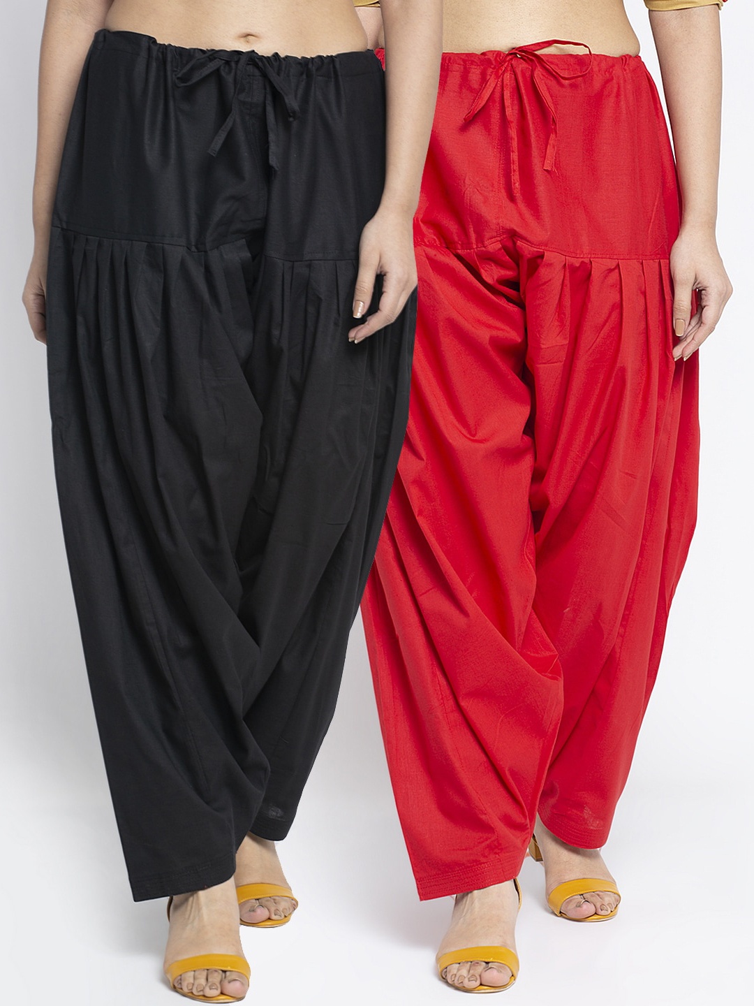 

Jinfo Women Pack Of 2 Solid Cotton Salwar, Black