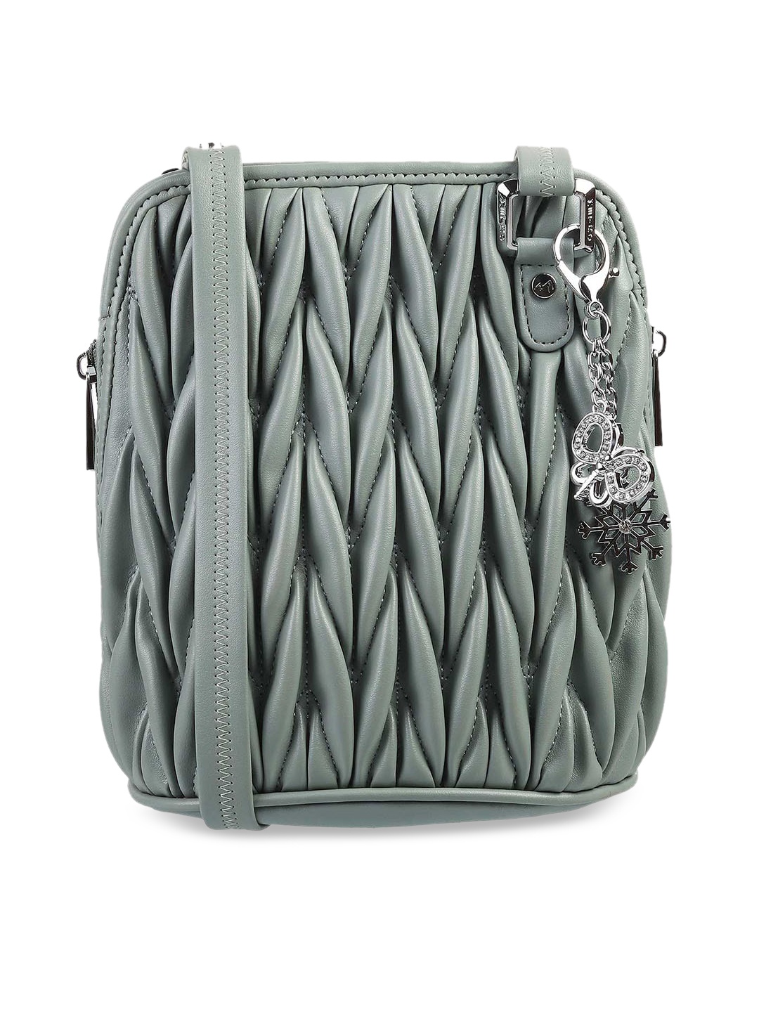 

Metro Women Green Structured Sling Bag with Quilted