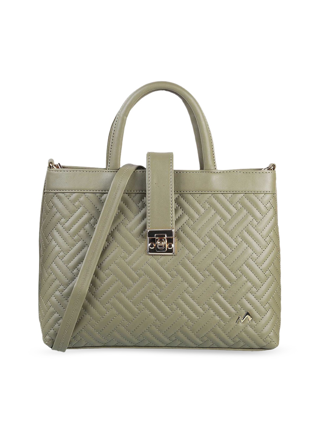 

Metro Green PU Structured Handheld Bag with Quilted Detail