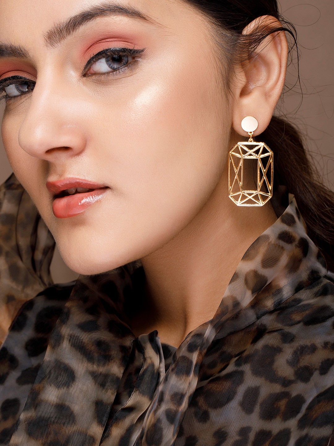 

TOKYO TALKIES X rubans FASHION ACCESSORIES Gold-Toned Geometric Drop Earrings