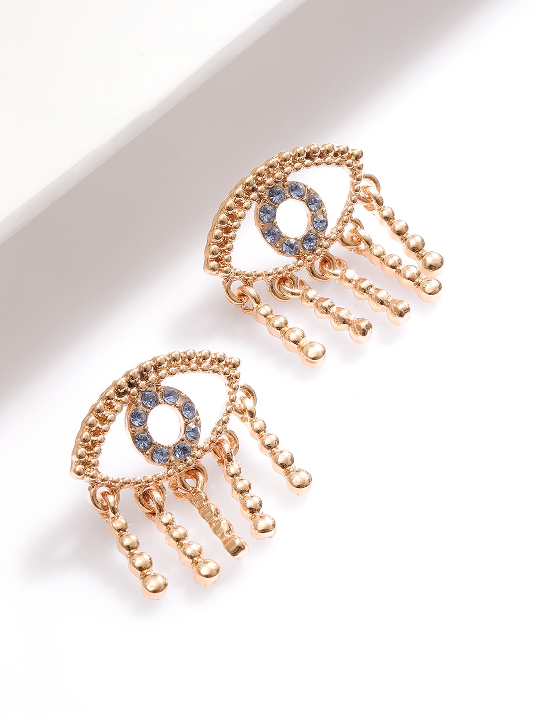 

TOKYO TALKIES X rubans FASHION ACCESSORIES Gold-Plated Blue Stone Studded Drop Earrings
