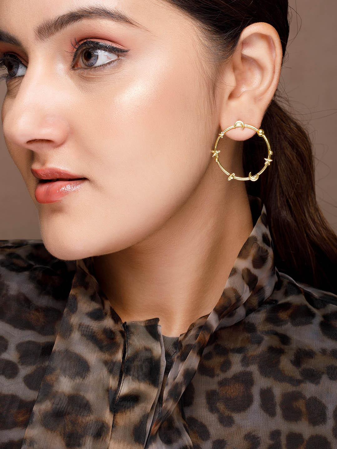 

TOKYO TALKIES X rubans FASHION ACCESSORIES Gold-Toned Circular Drop Earrings