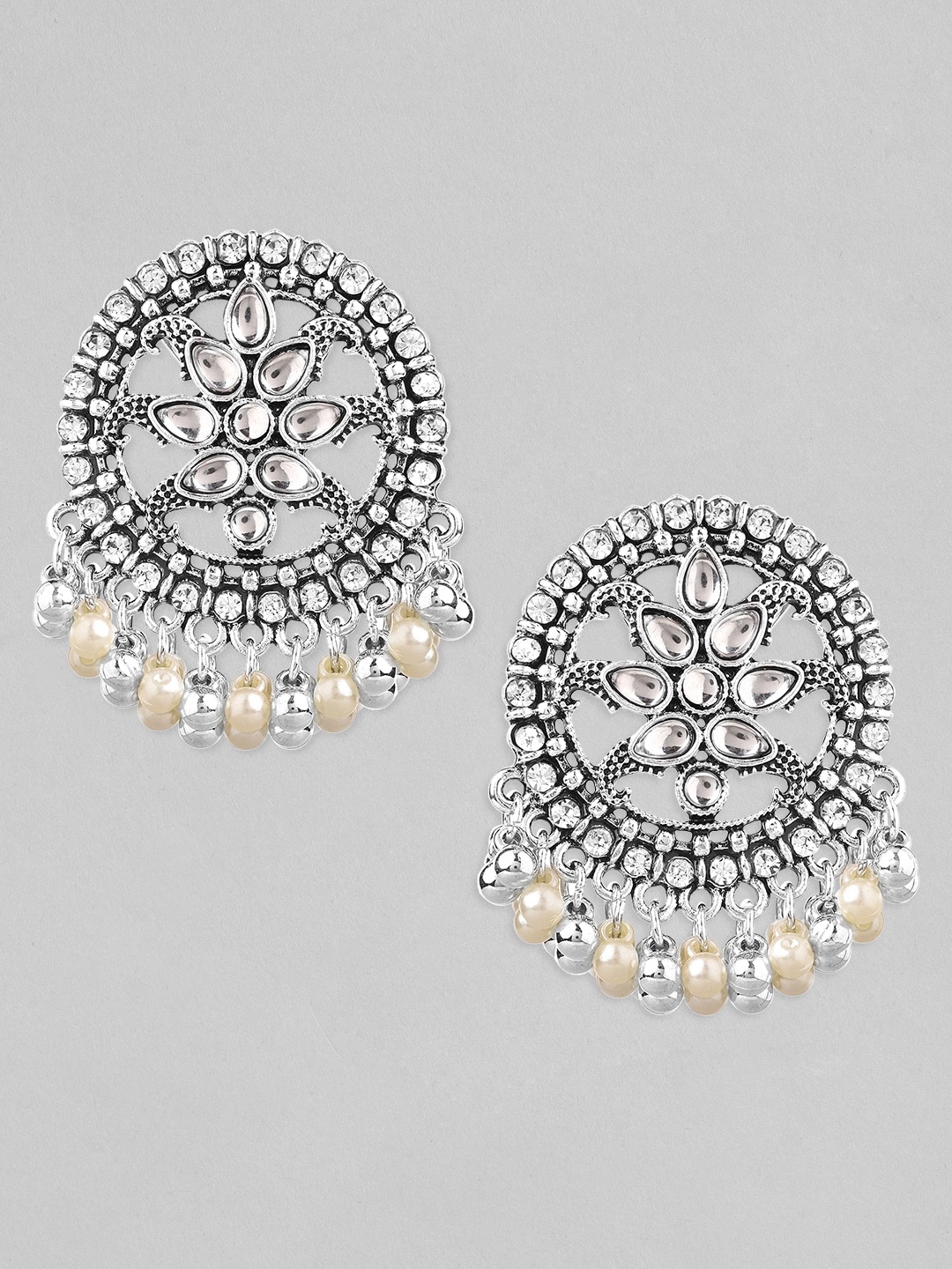 

Anouk Silver-Plated & Beige Oxidised Contemporary Stud Earrings