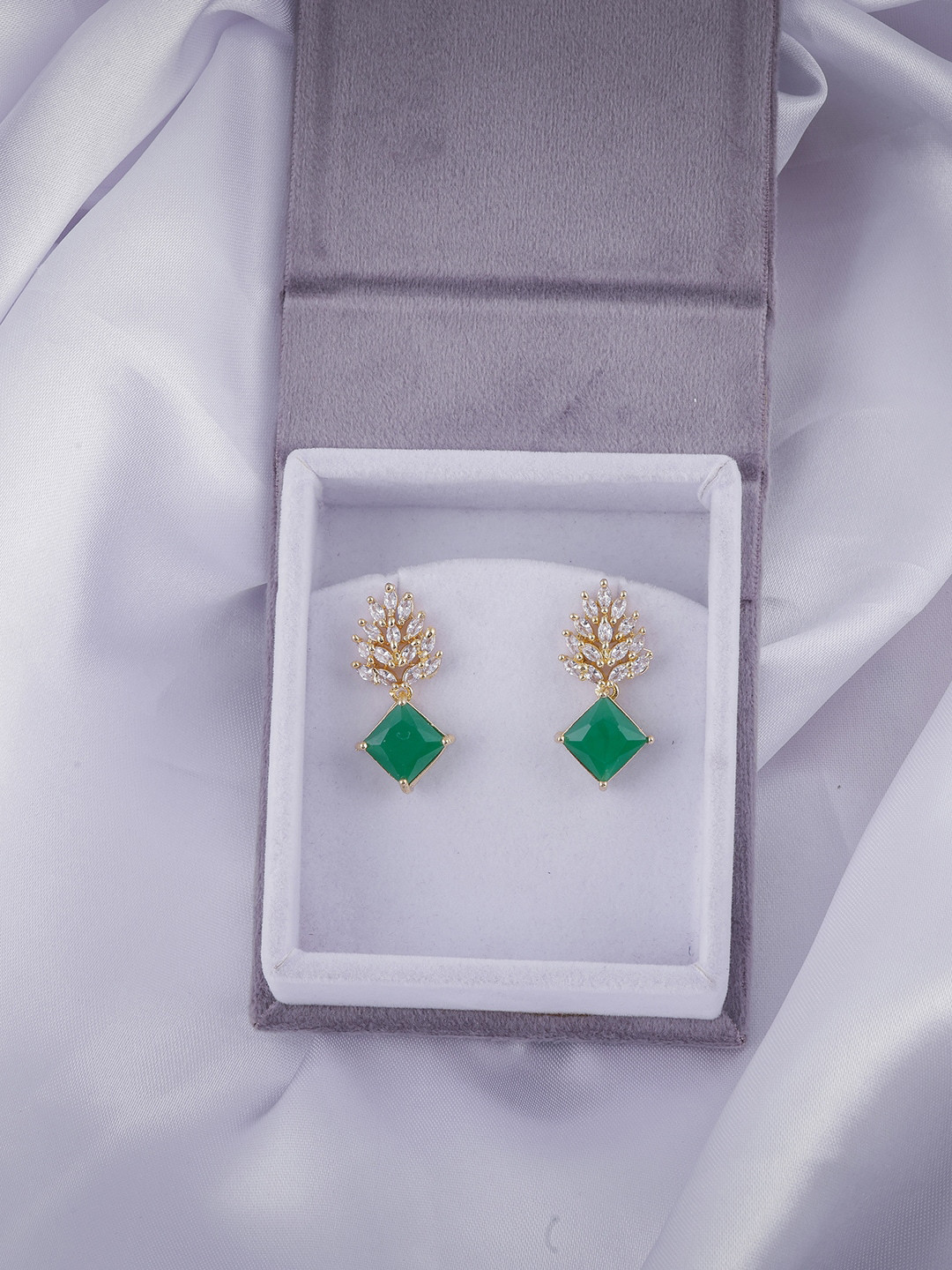 

Brandsoon Green Diamond Shaped Studs Earrings