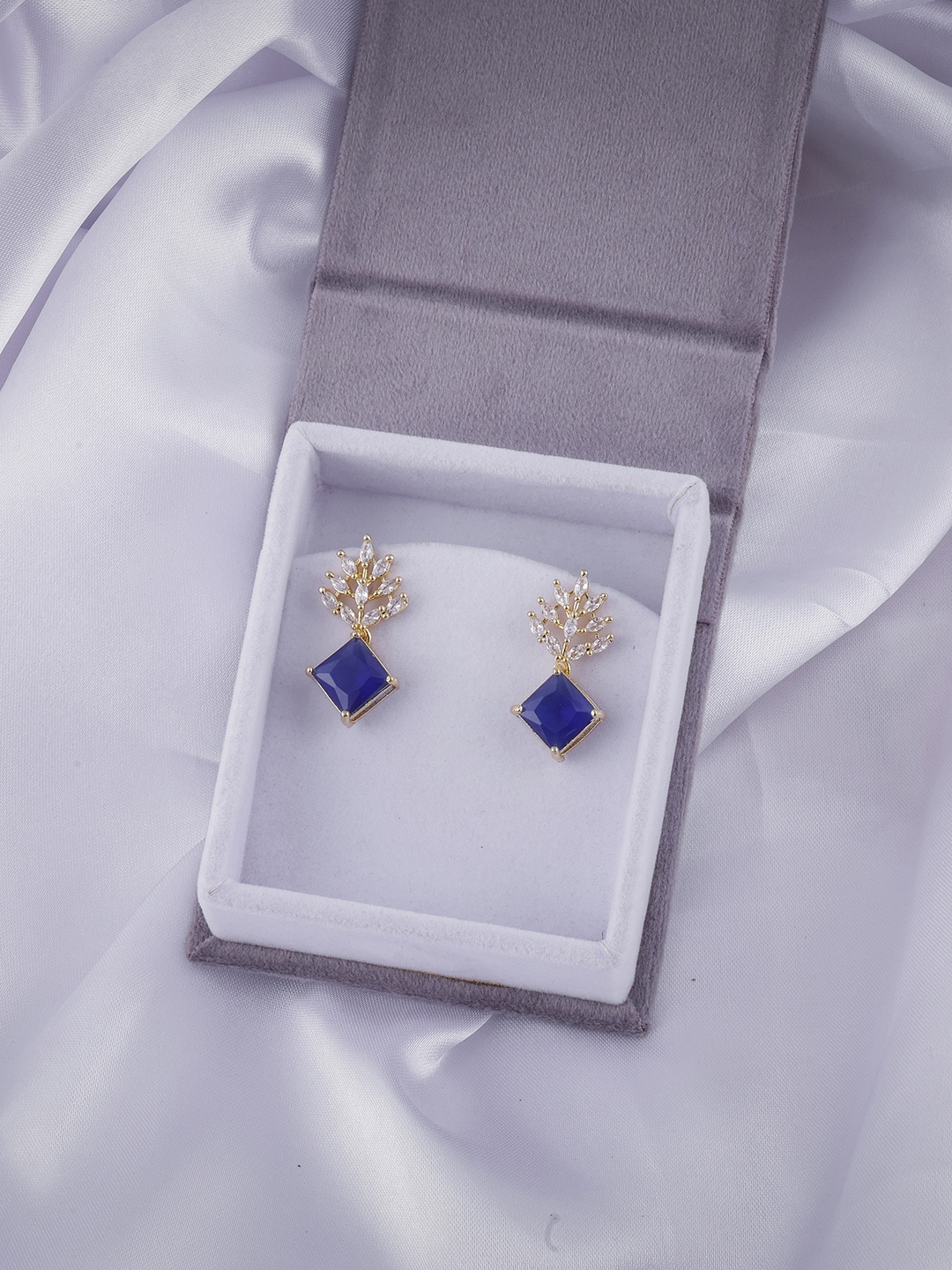 

Brandsoon Blue Diamond Shaped Studs Earrings