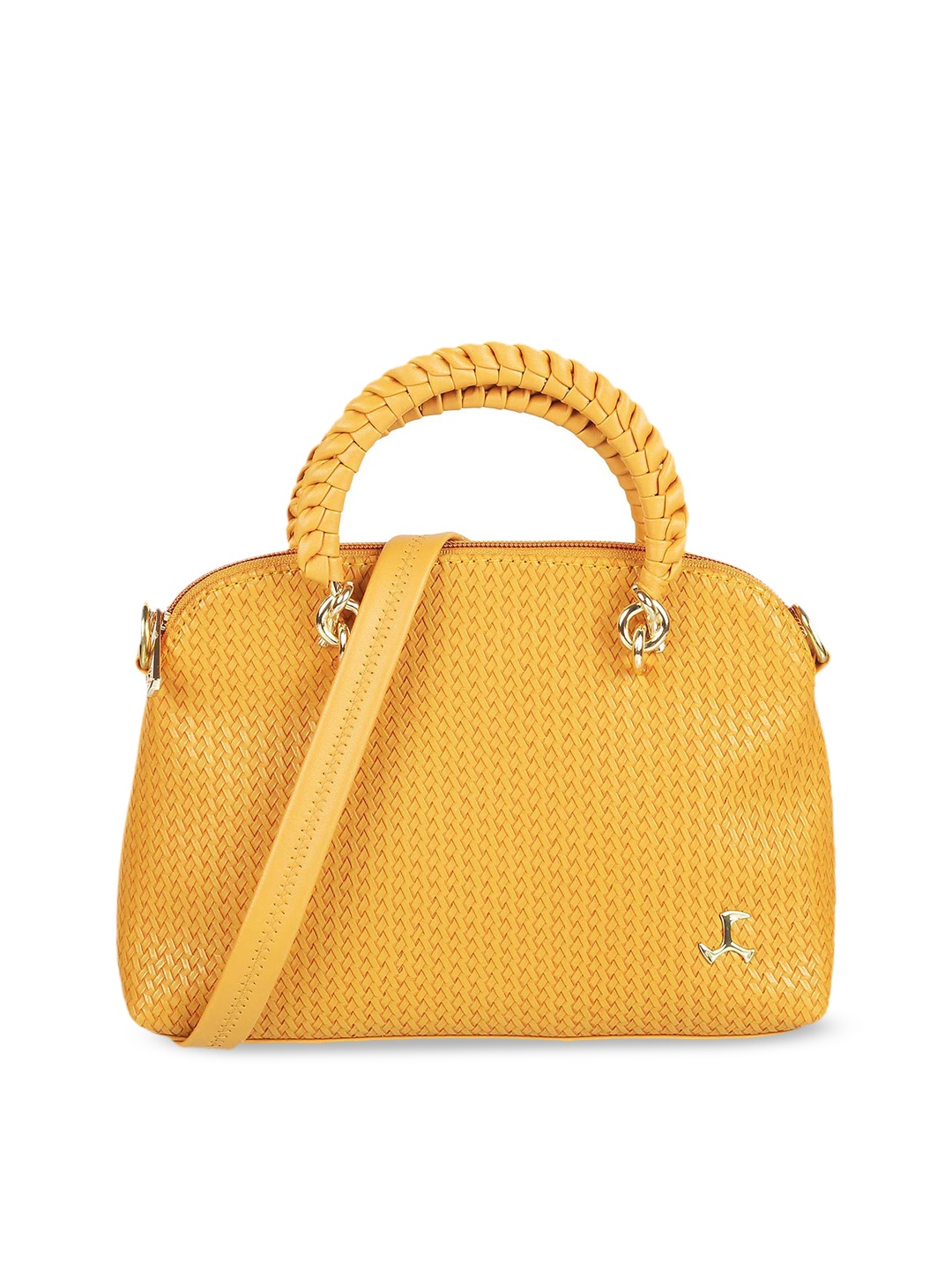 

Mochi Yellow Textured PU Swagger Handheld Bag