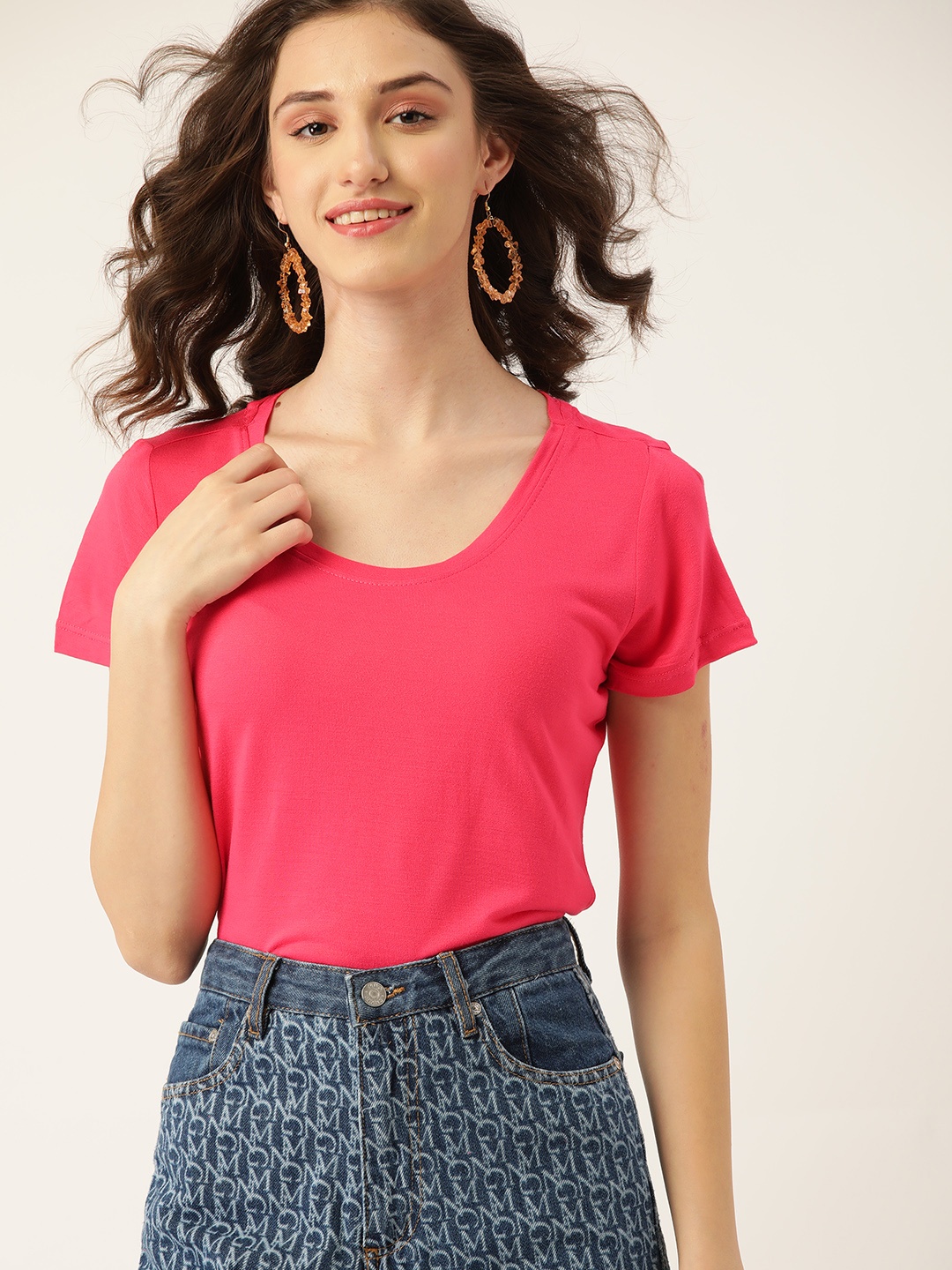 

DressBerry Women Pink Solid T-shirt
