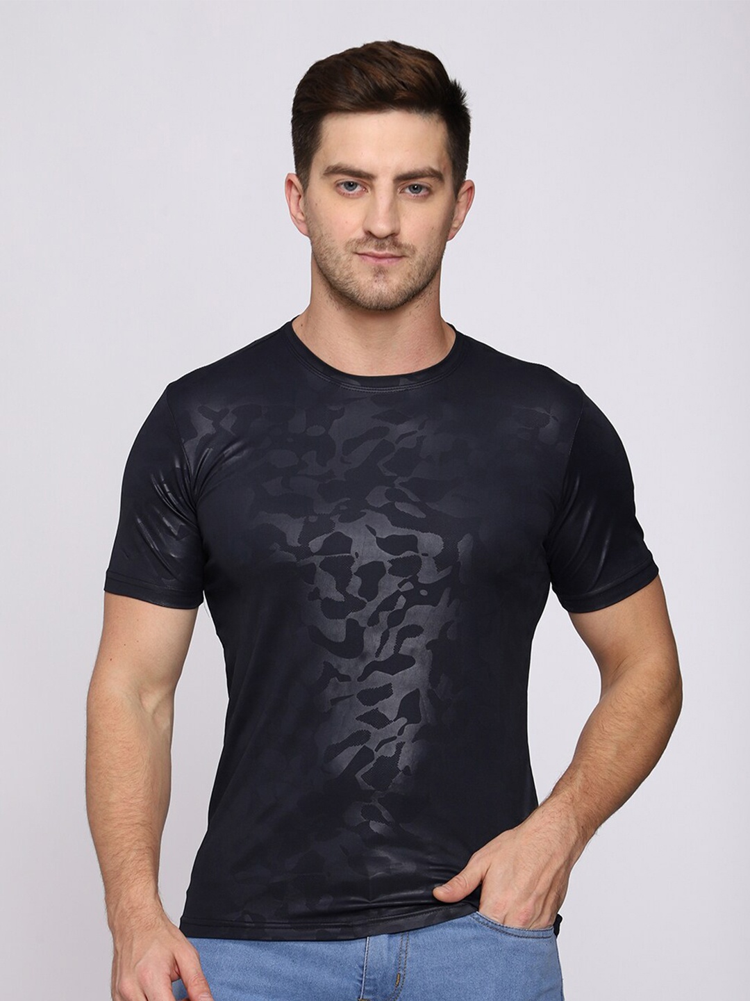 

CL SPORT Men Navy Blue Printed T-shirt