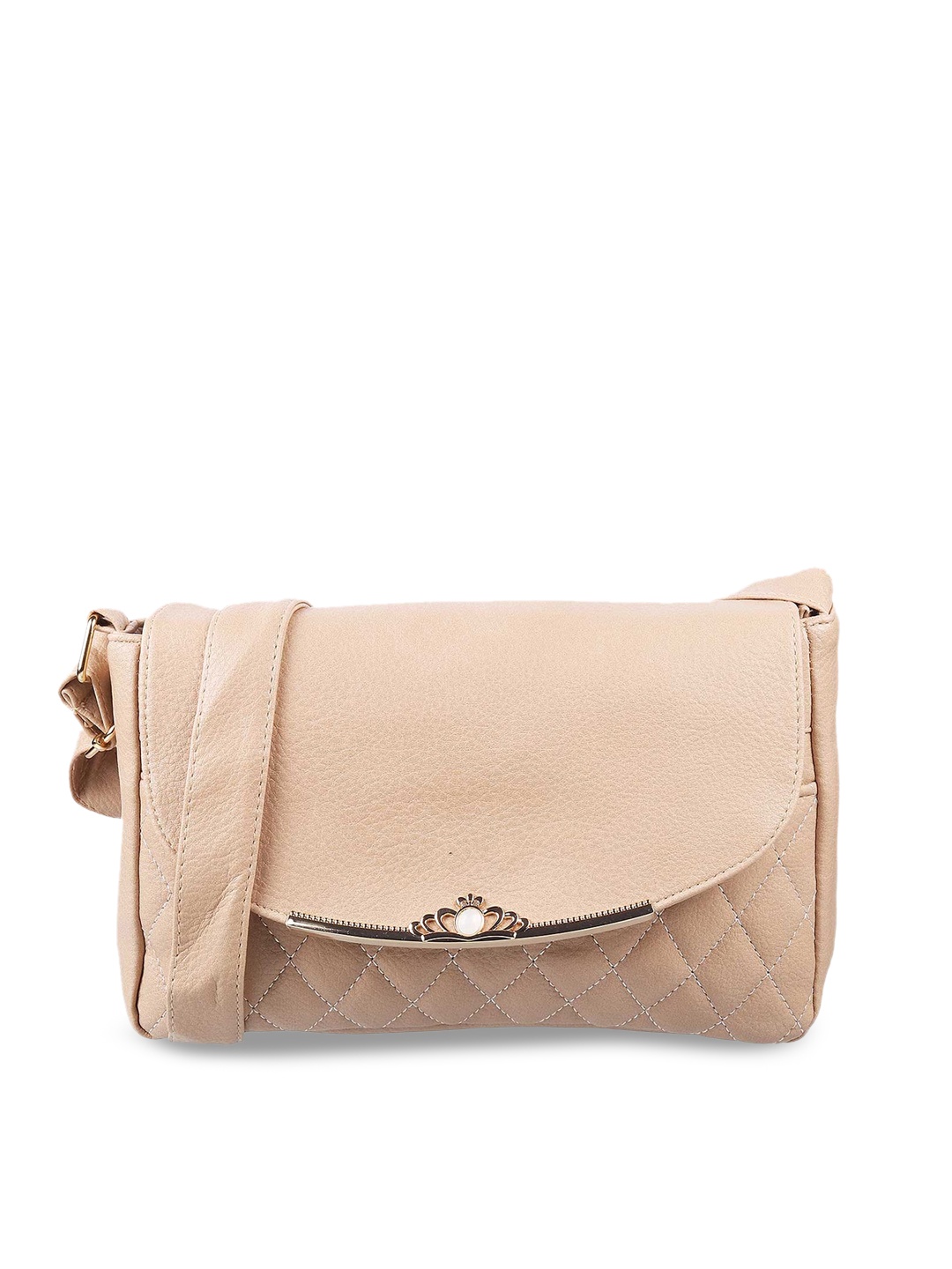 

WALKWAY by Metro Beige Structured Sling Bag with Quilted