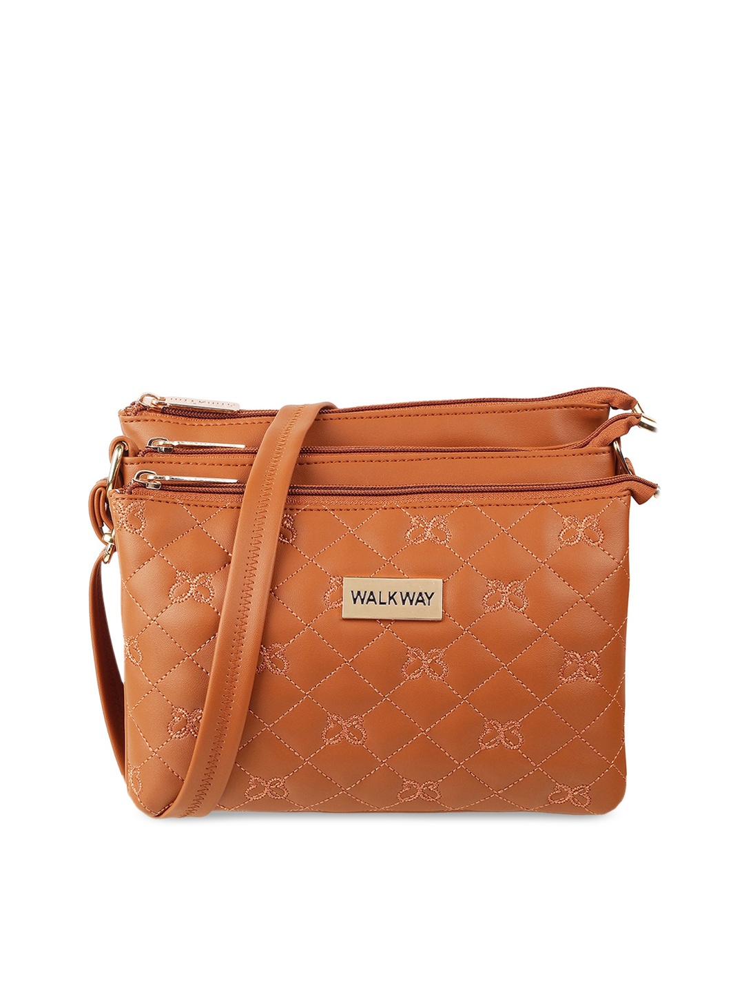 

WALKWAY by Metro Tan Structured Sling Bag with Quilted