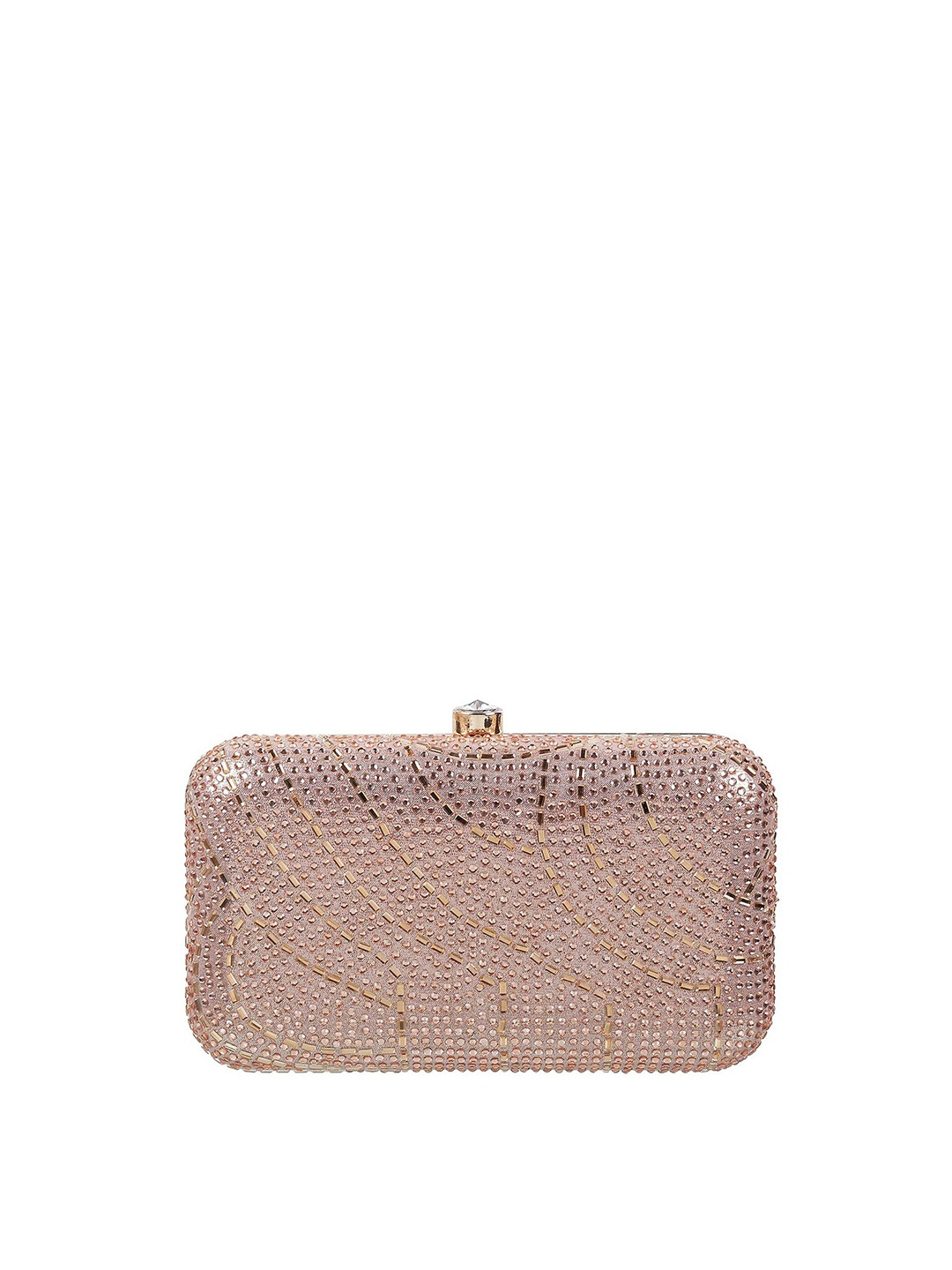 

WALKWAY by Metro Rose Gold Embellished Box Clutch