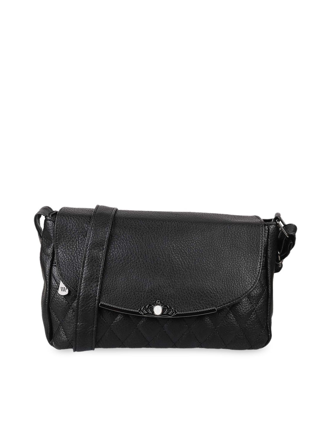 

WALKWAY by Metro Black Textured Structured Sling Bag