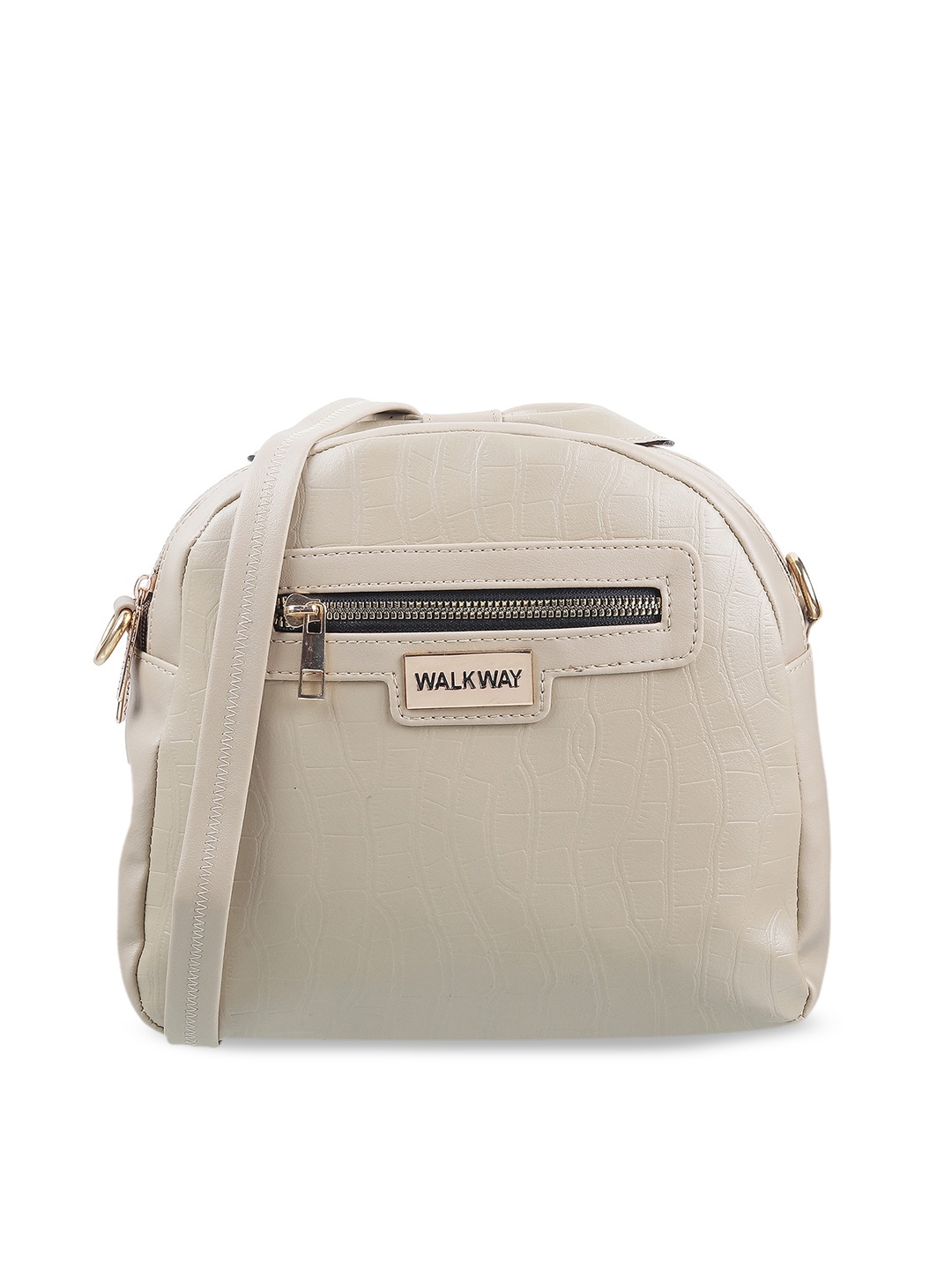 

WALKWAY by Metro Beige Textured Structured Sling Bag