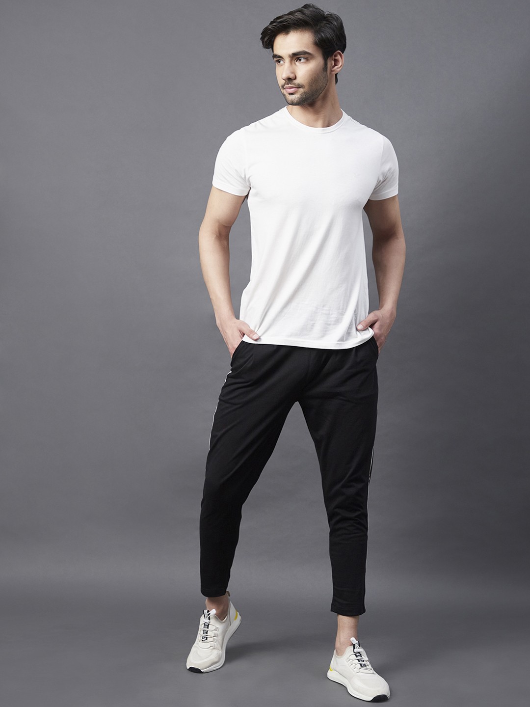 

Rigo Men Black Solid Cotton Running Track Pants