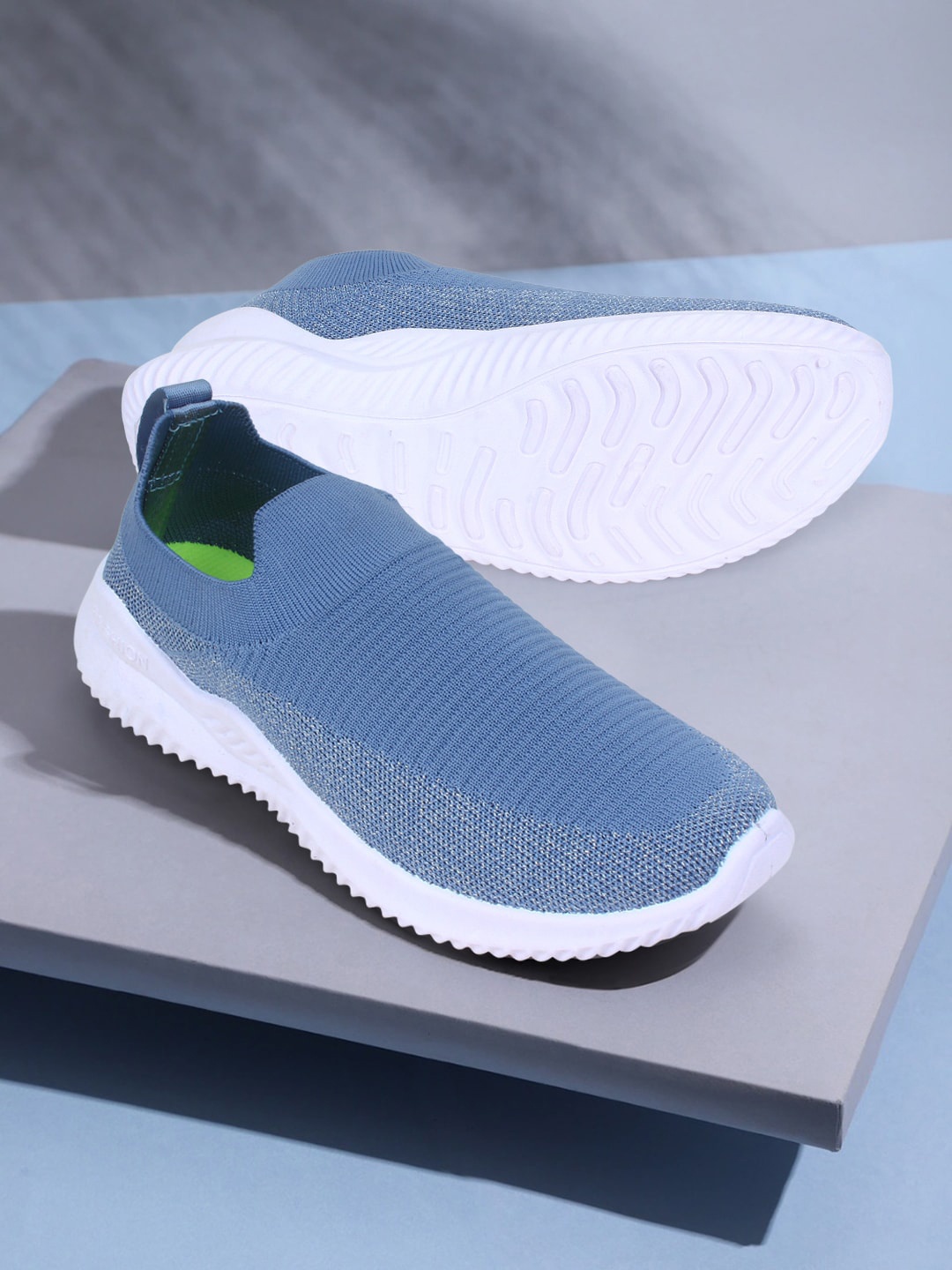 

Champs Women Blue Woven Design Slip-On Sneakers
