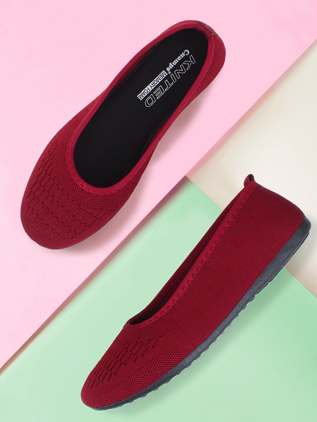 

Champs Women Maroon Woven Design Slip-On Sneakers