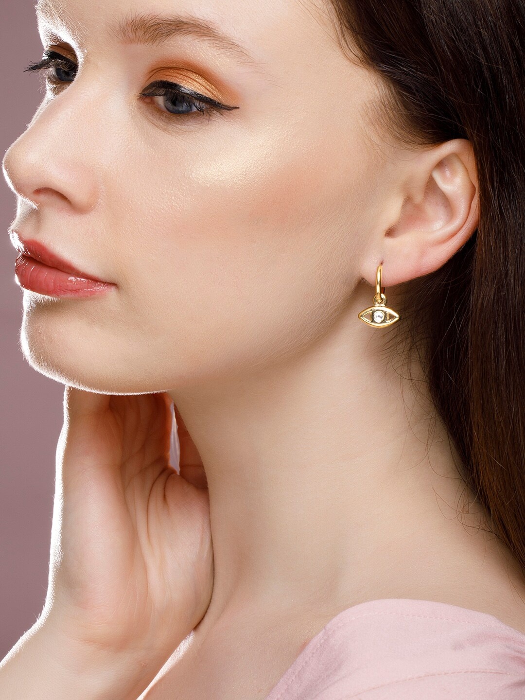 

Rubans Voguish 18K Gold-Plated Stainless Steel Tarnish-Free Waterproof AD Drop Earrings