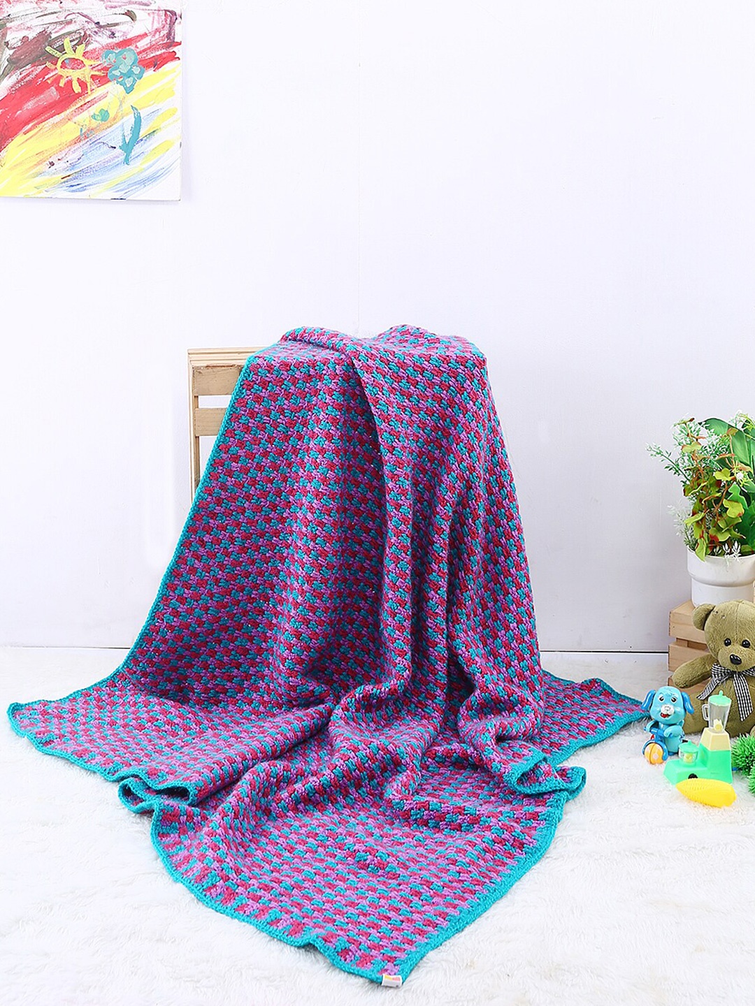 

Magic Needles Kids Blue & Pink Checked AC Room 1000 GSM Cotton Single Pram
