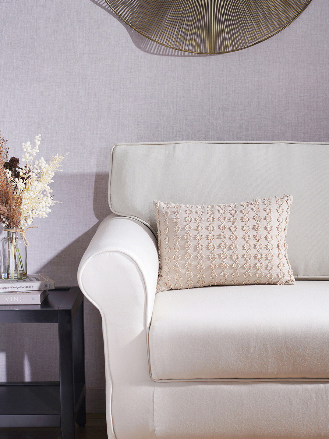 

Pure Home and Living Beige Embroidered Rectangle Cushion Covers