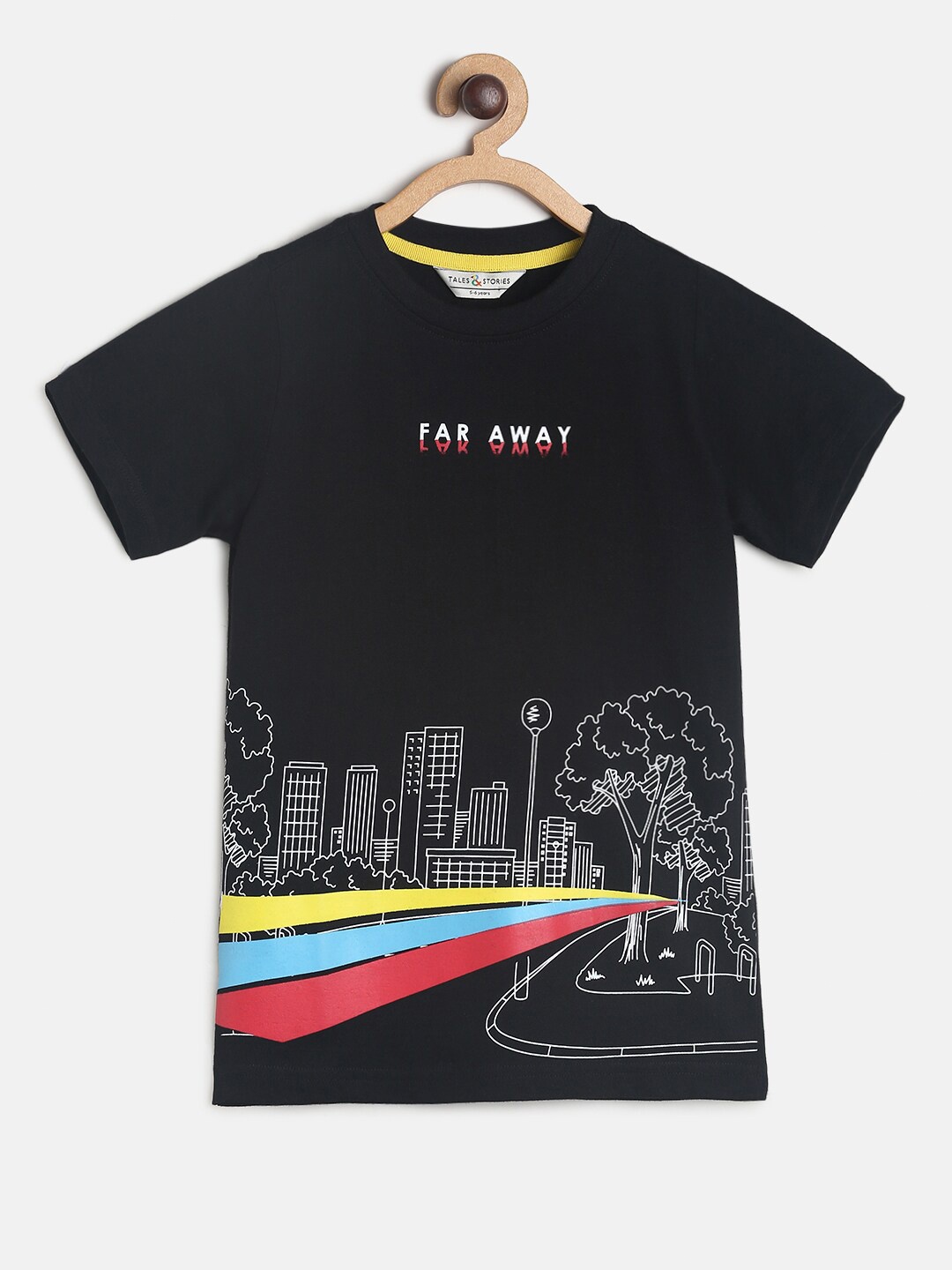 

TALES & STORIES Boys Black Printed Regular Fit Cotton T-shirt