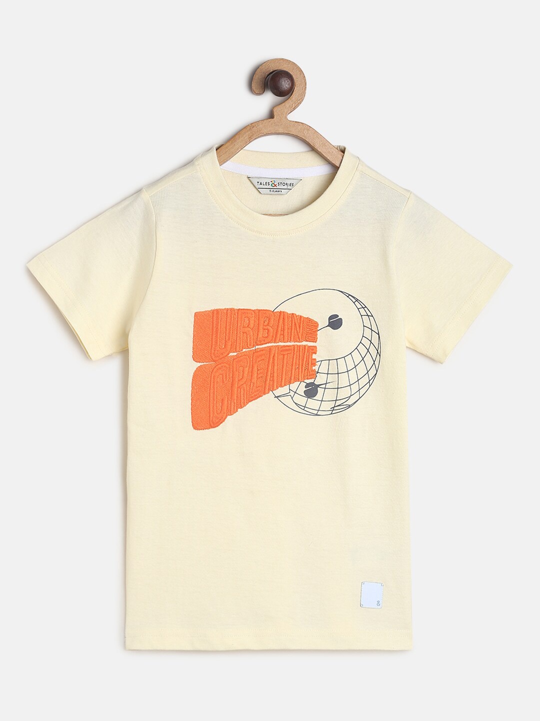 

TALES & STORIES Boys Off White Printed Outdoor Cotton T-shirt