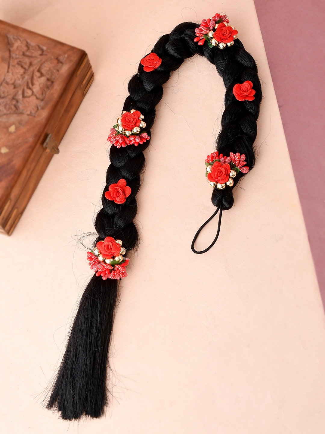 

Silvermerc Designs Women Black & Red Braids Hair Extension