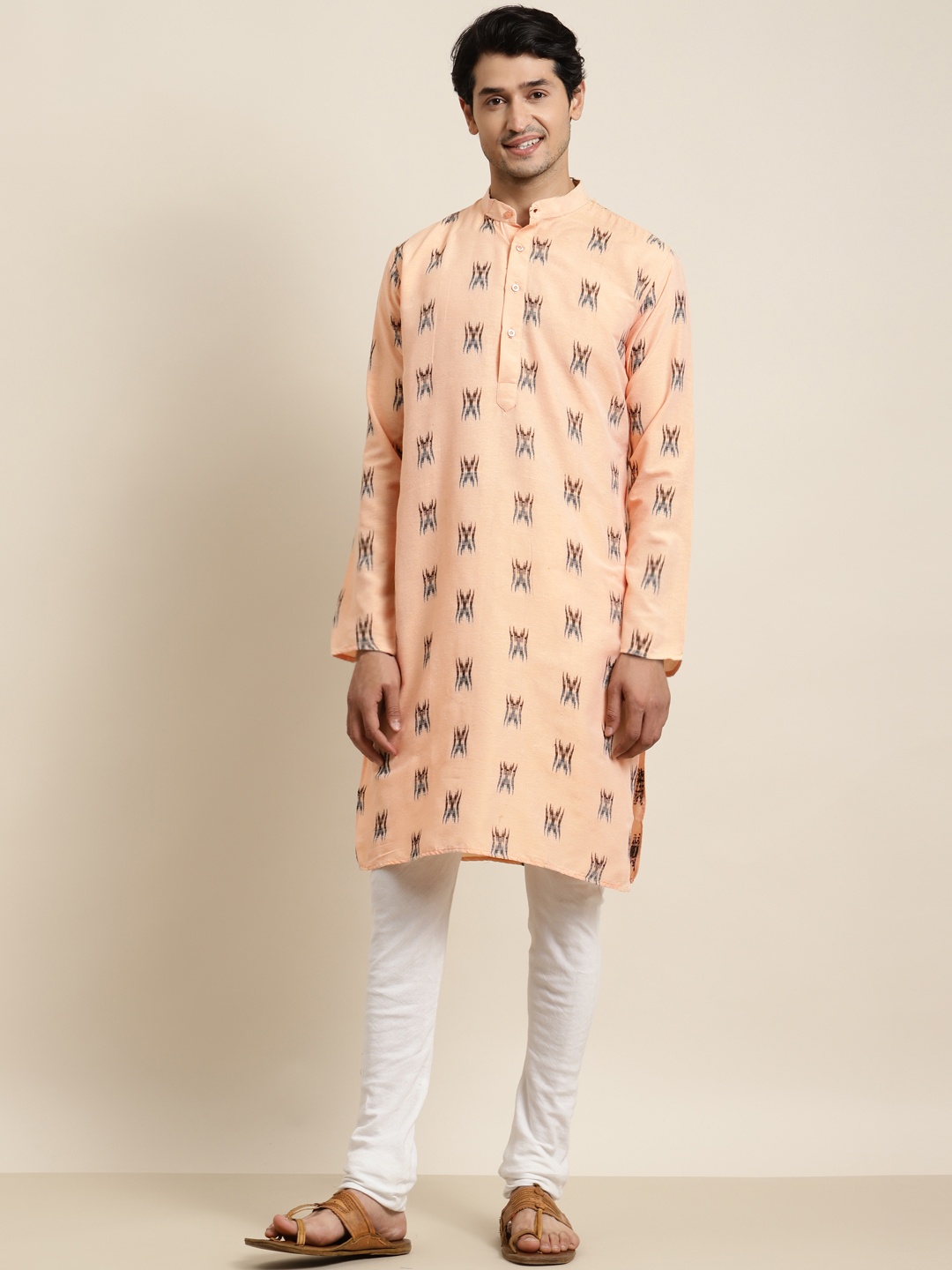 

Anug by SOJANYA Men Peach-Coloured Kurta