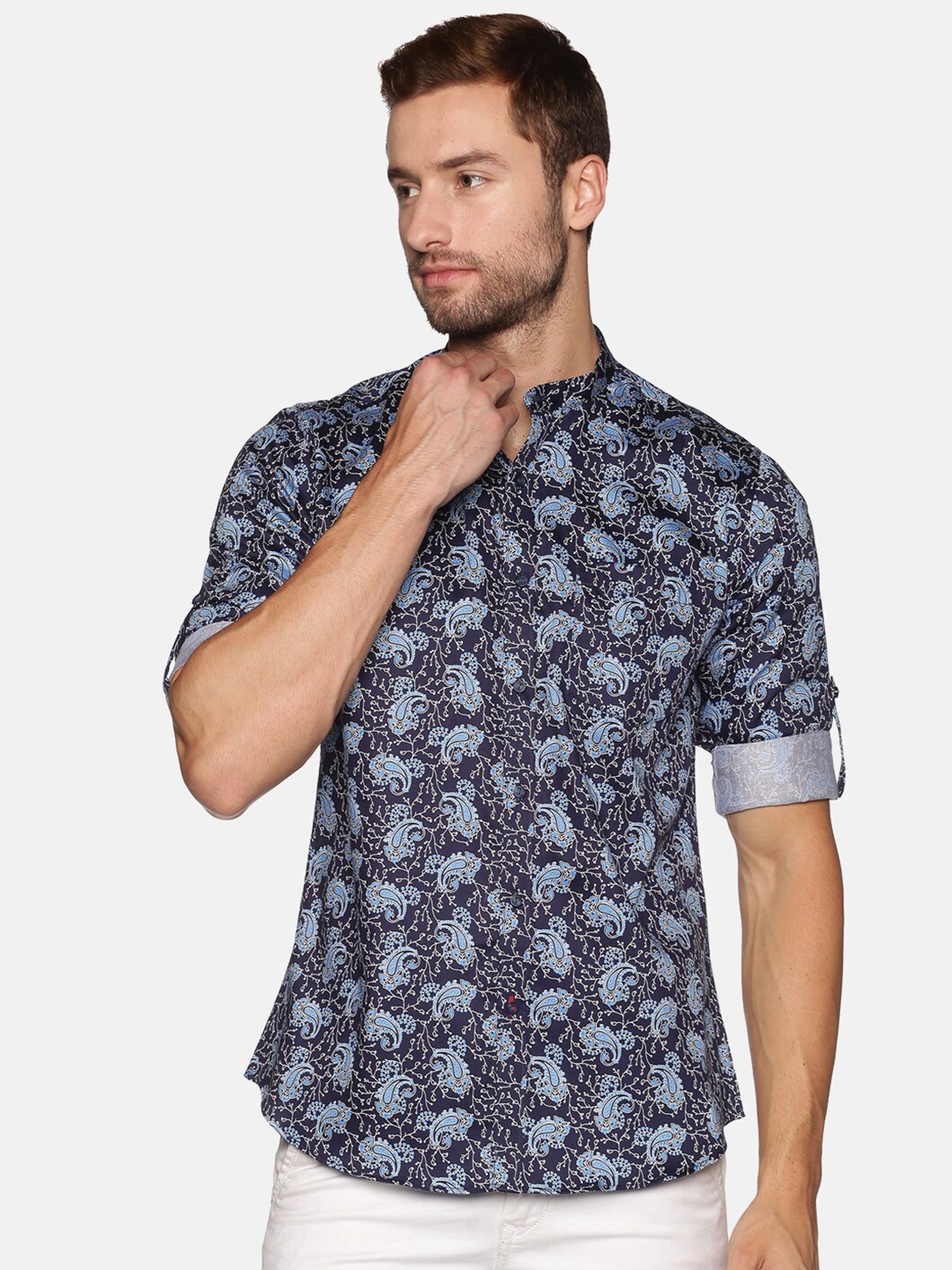 

DON VINO Men Blue Cotton Relaxed Ethnic Motifs Printed Casual Shirt