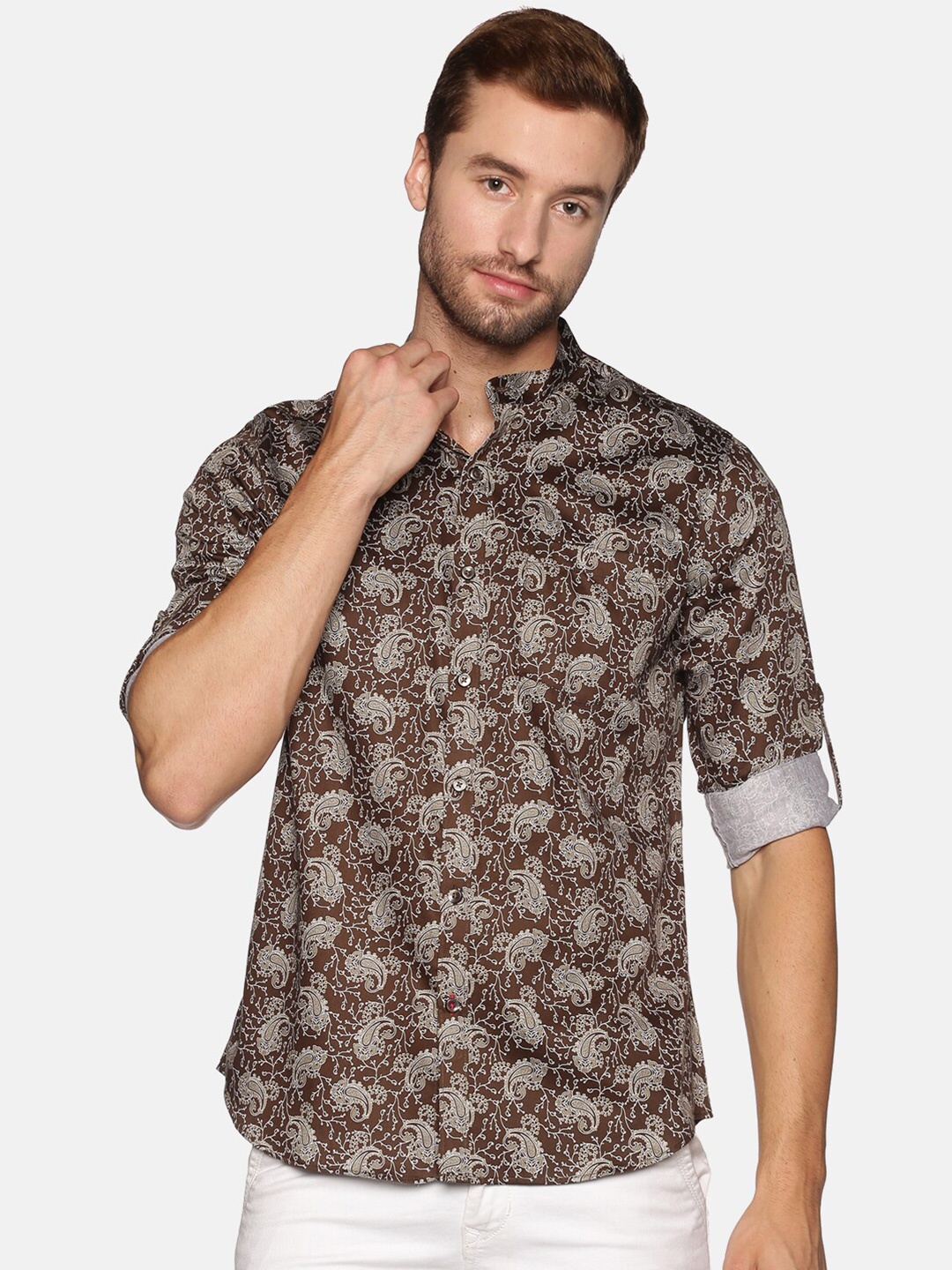 

DON VINO Men Brown Relaxed Printed Cotton Casual Shirt