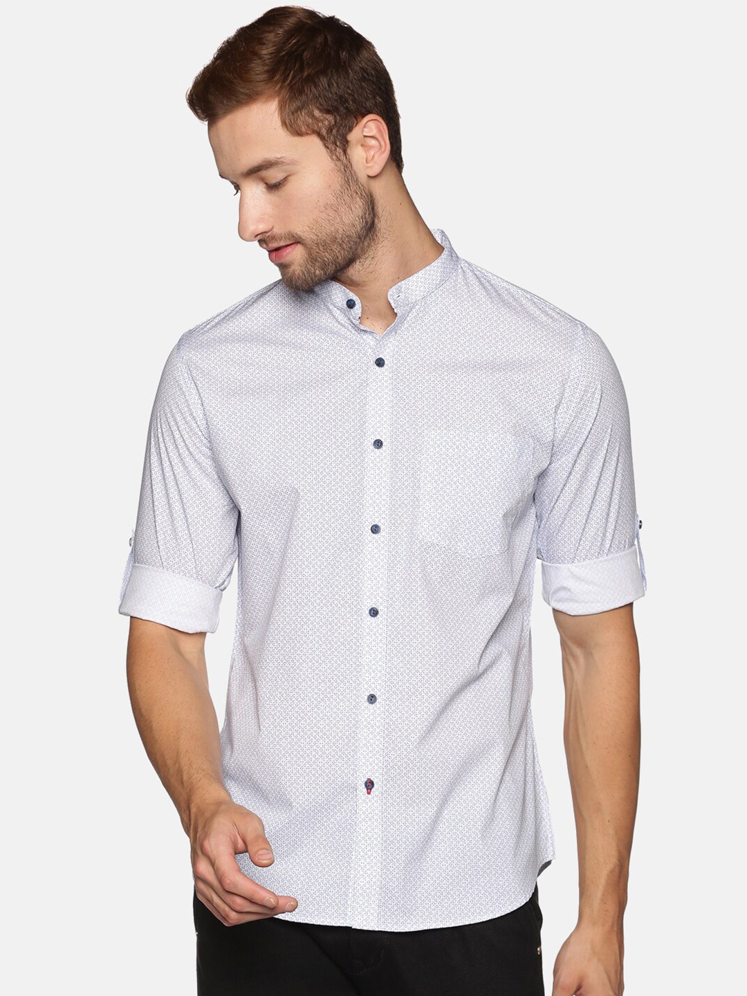 

DON VINO Men White Relaxed Printed Cotton Casual Shirt