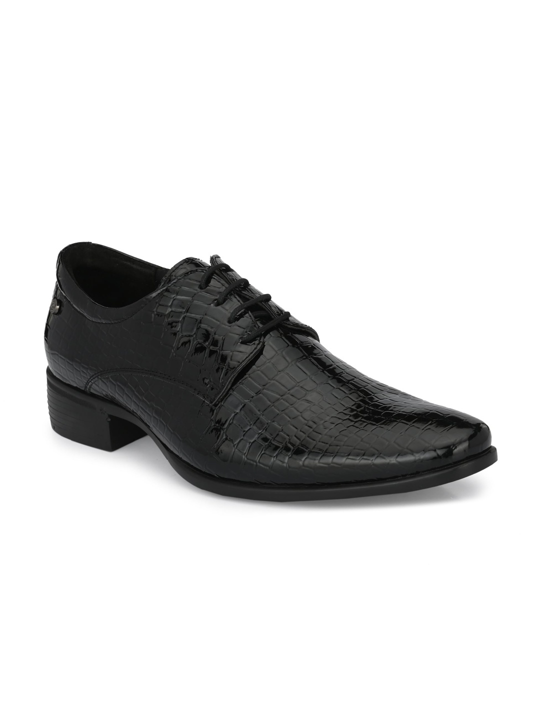 

Delize Men Black Textured Derby Formal Shoe