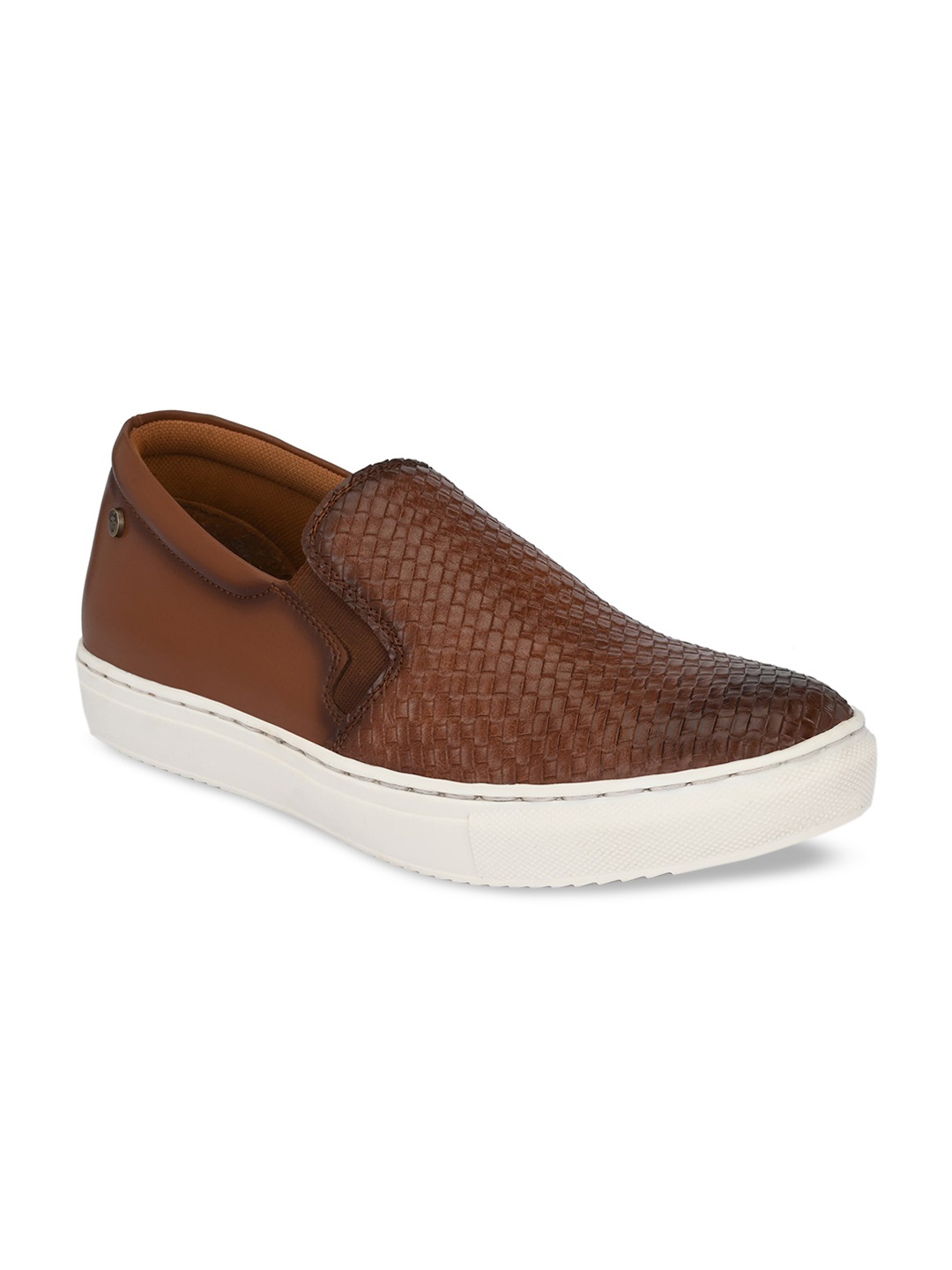 

Delize Men Tan Brown Textured Slip On Formal Shoes