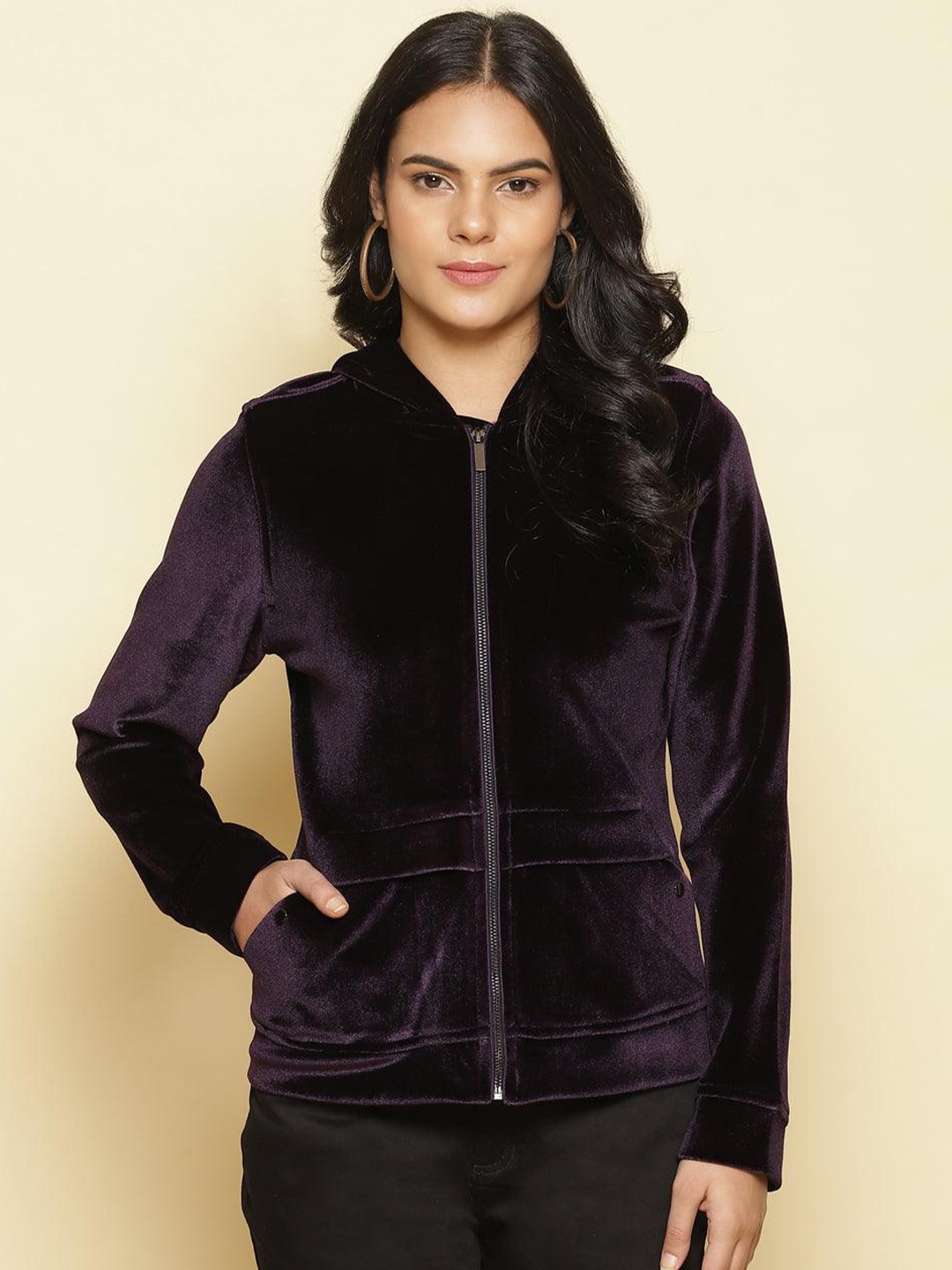 

Lakshita Hooded Cotton Front Open Sweatshirt, Burgundy