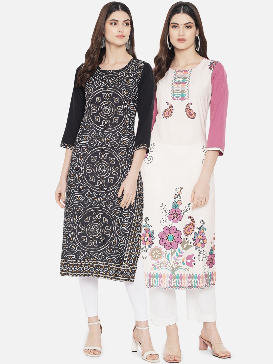 

Ethnic basket Women Multicoloured Ethnic Motifs Printed Crepe Kurta, Multi