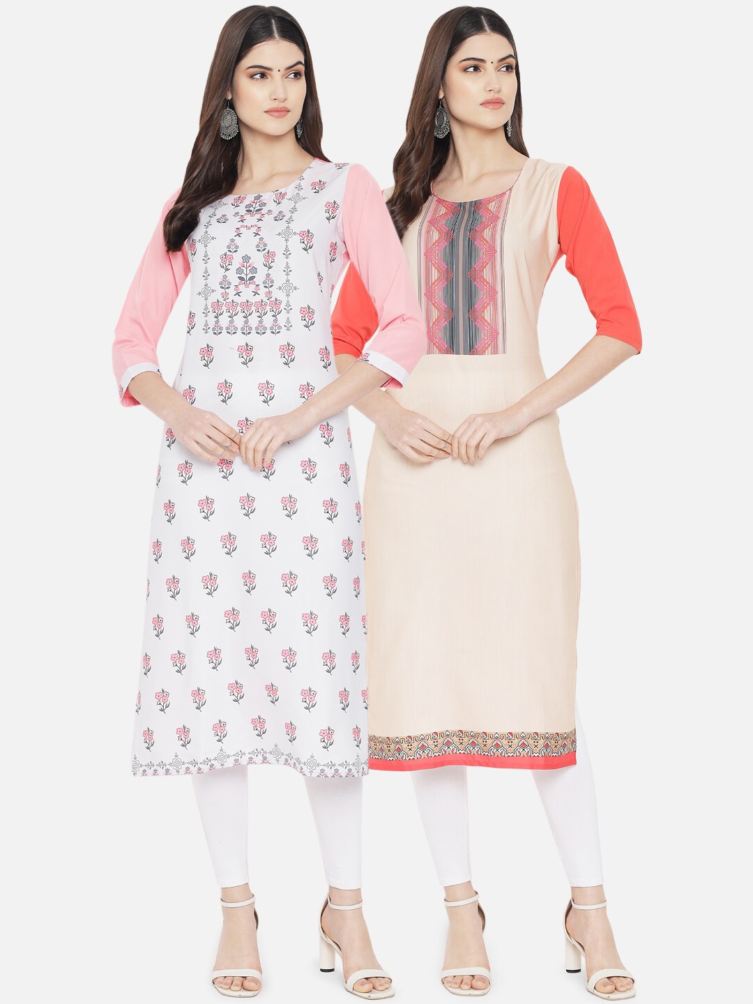 

Ethnic basket Women Multicoloured Set of 2 Floral Printed Crepe Kurta, Multi