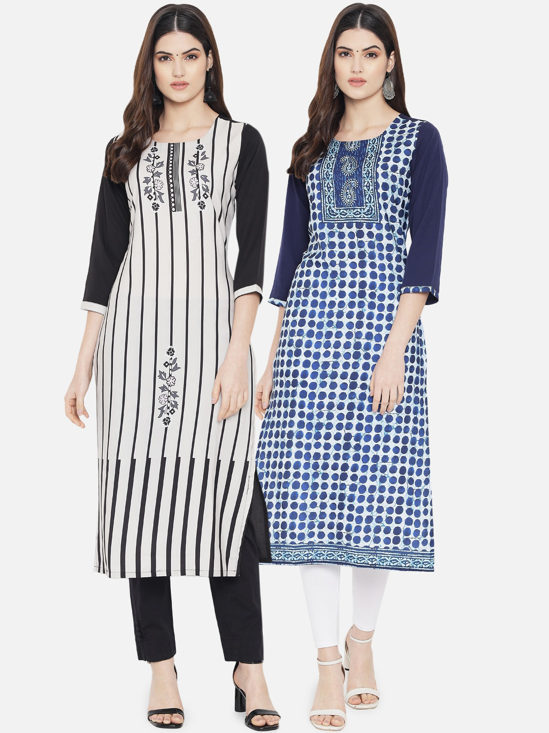 

Ethnic basket Women Pack Of 2 Straight Kurtas, Blue