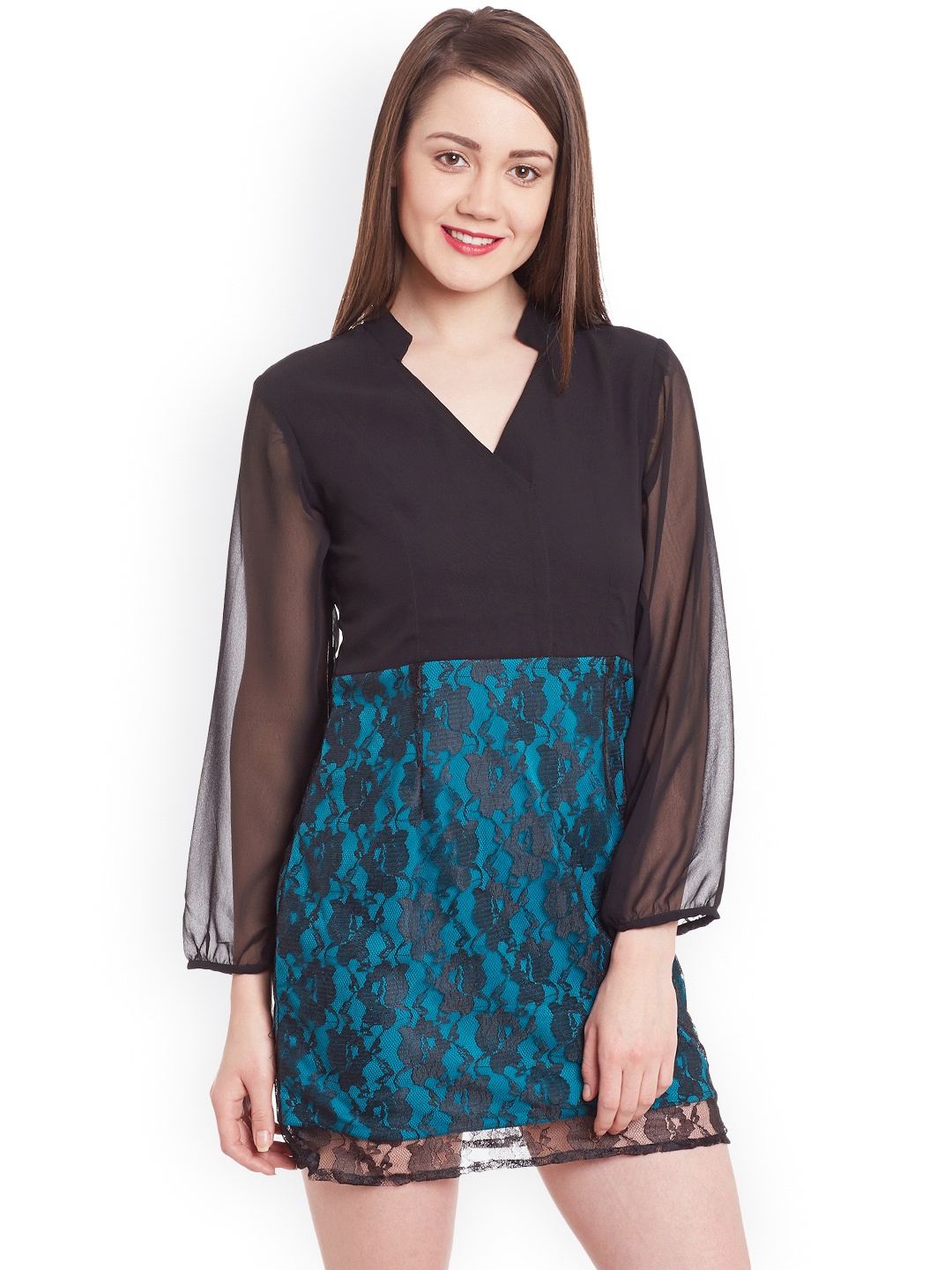 

Zima Leto Women Black Lace Sheath Dress