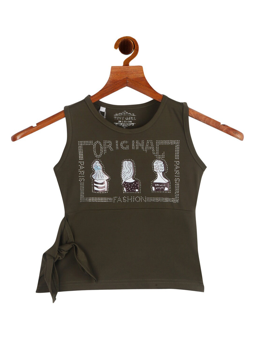 

Tiny Girl Girls Green & Brown Printed Round Neck Regular Top
