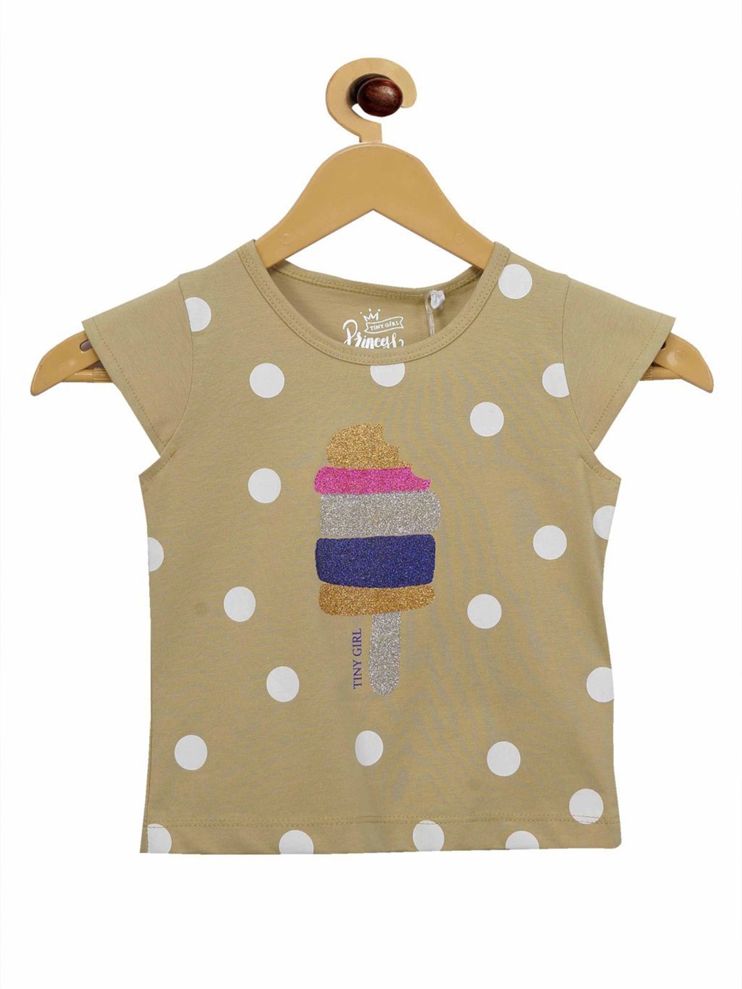 

Tiny Girl Girls Olive Green Print Pure Cotton Top